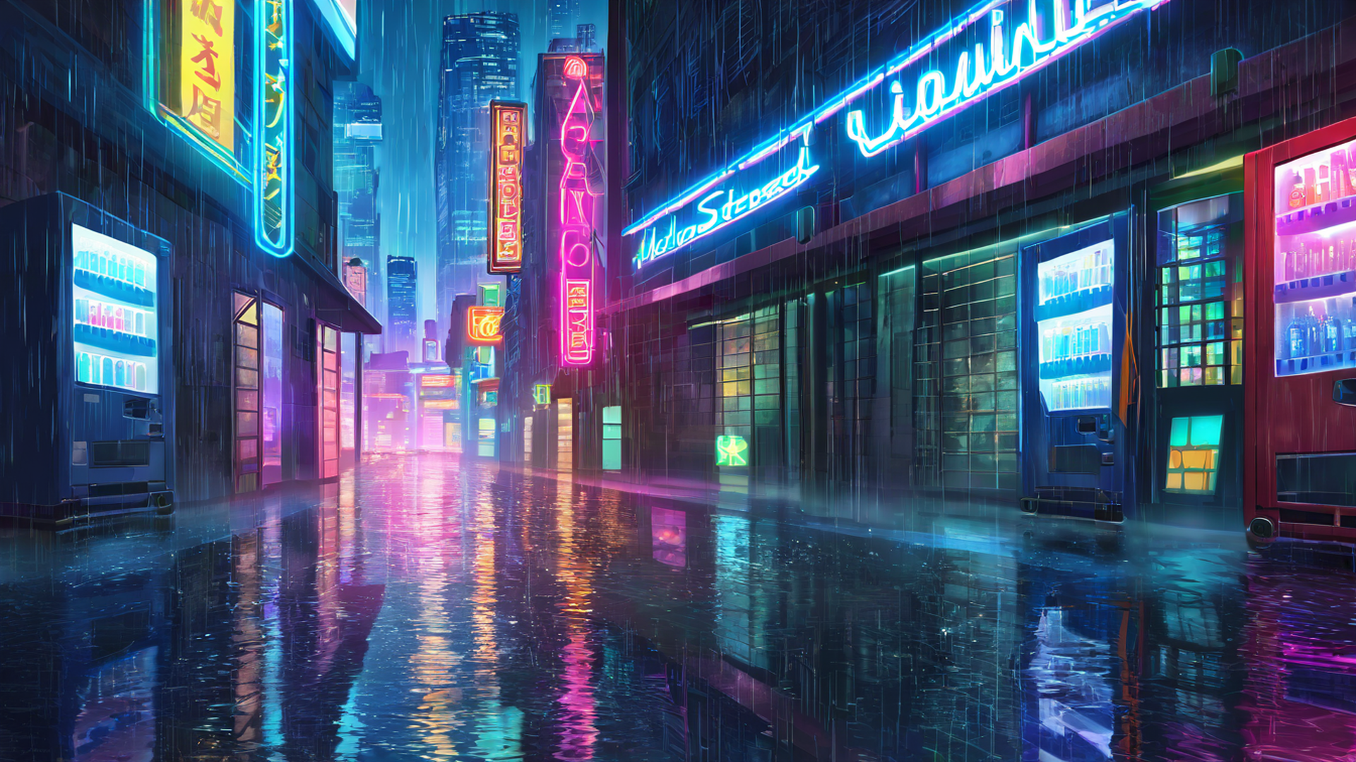 Cyberpunk Neon Rain Cyberpunk Neon Rain 0902232321 lofi anime wallpaper free download