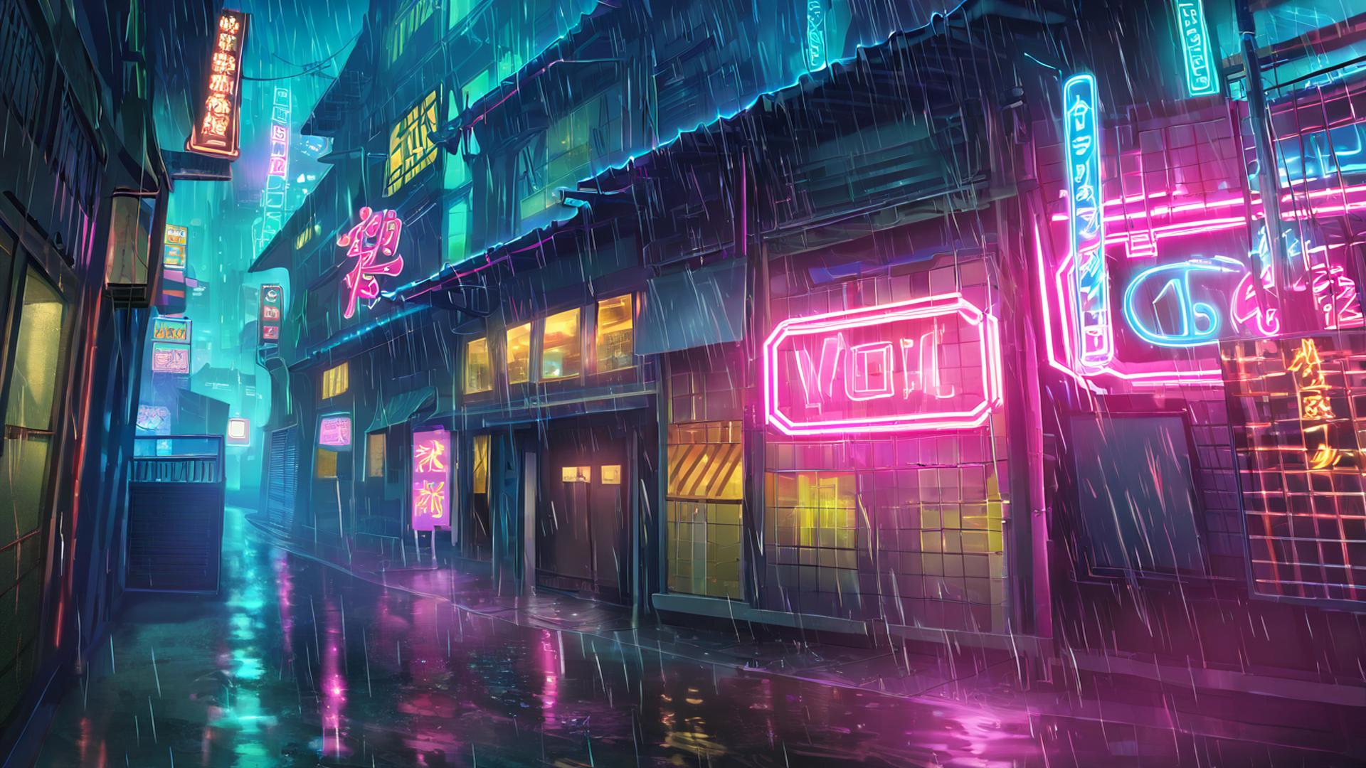 Cyberpunk Neon Rain Cyberpunk Neon Rain 1167074651 lofi anime wallpaper free download