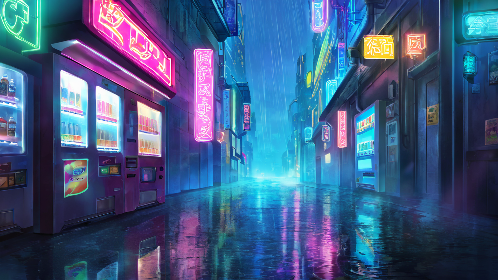 Cyberpunk Neon Rain Cyberpunk Neon Rain 1203495935 lofi anime wallpaper free download