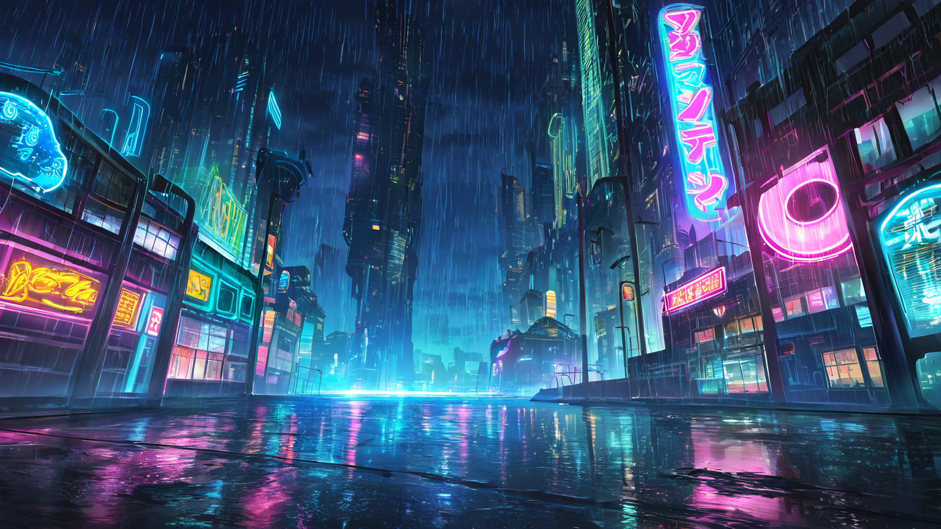 Cyberpunk Neon Rain Cyberpunk Neon Rain 1237173906 lofi anime wallpaper free download