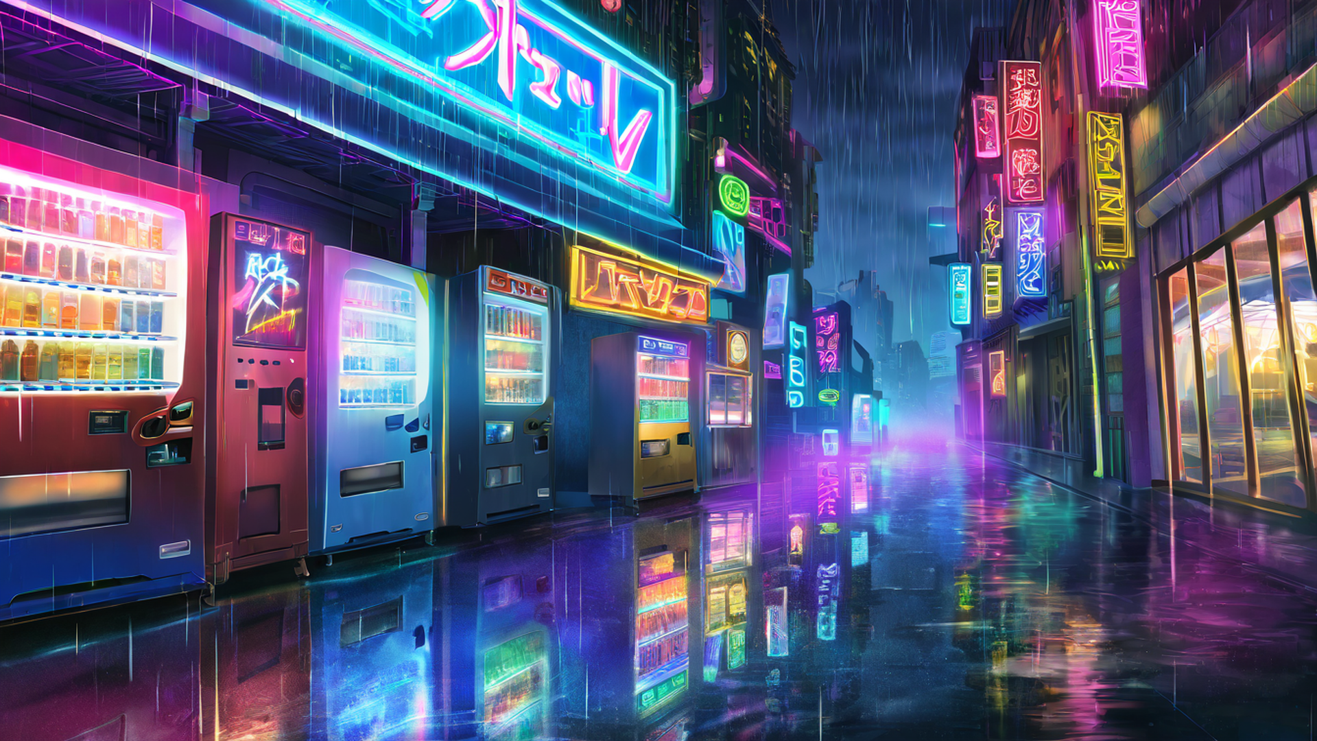 Cyberpunk Neon Rain Cyberpunk Neon Rain 1330271148 lofi anime wallpaper free download