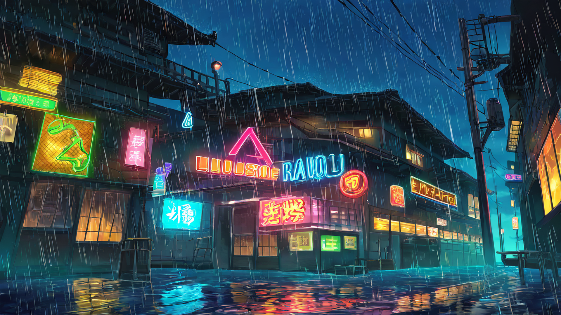 Cyberpunk Neon Rain Cyberpunk Neon Rain 1349245799 lofi anime wallpaper free download