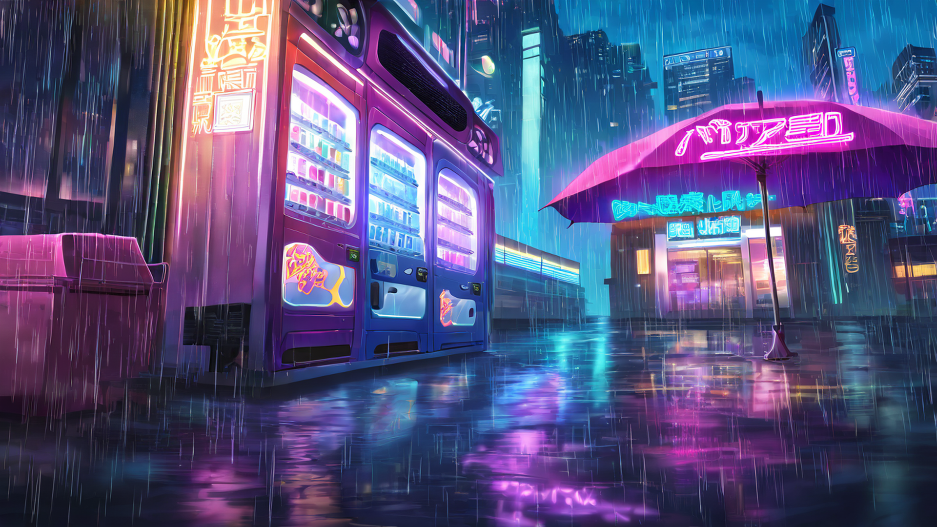 Cyberpunk Neon Rain Cyberpunk Neon Rain 1484836943 lofi anime wallpaper free download