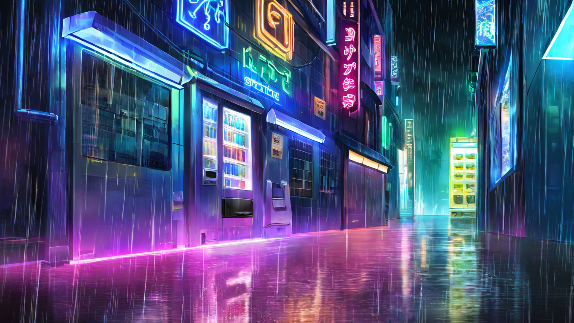 Cyberpunk Neon Rain Cyberpunk Neon Rain 1563545556 lofi anime wallpaper free download
