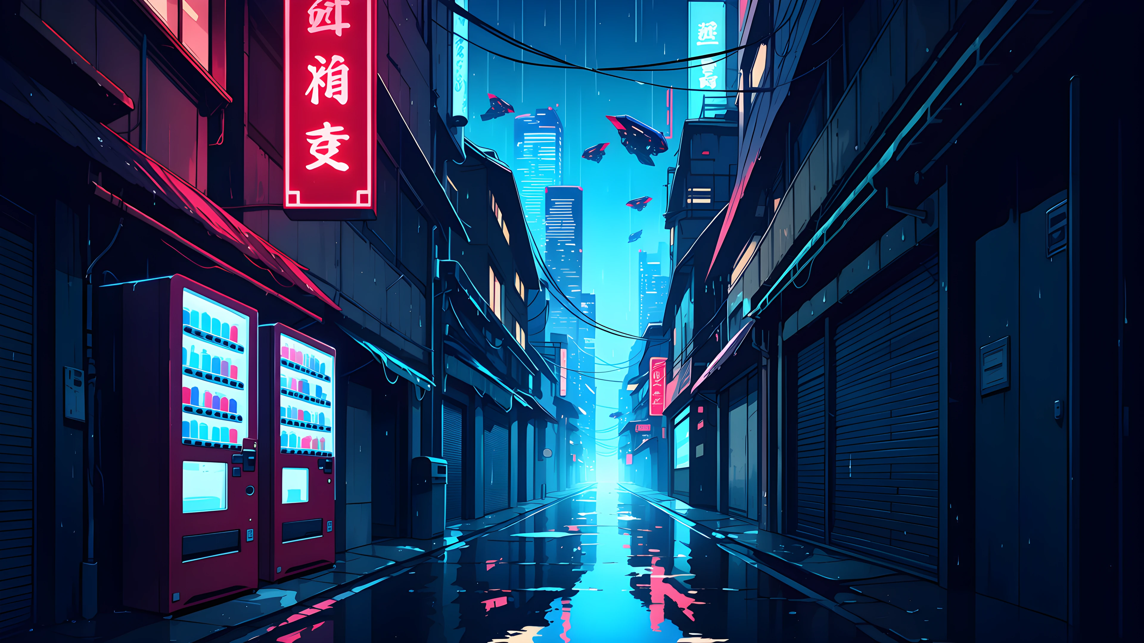 Cyberpunk Neon Rain lofi wallpaper
