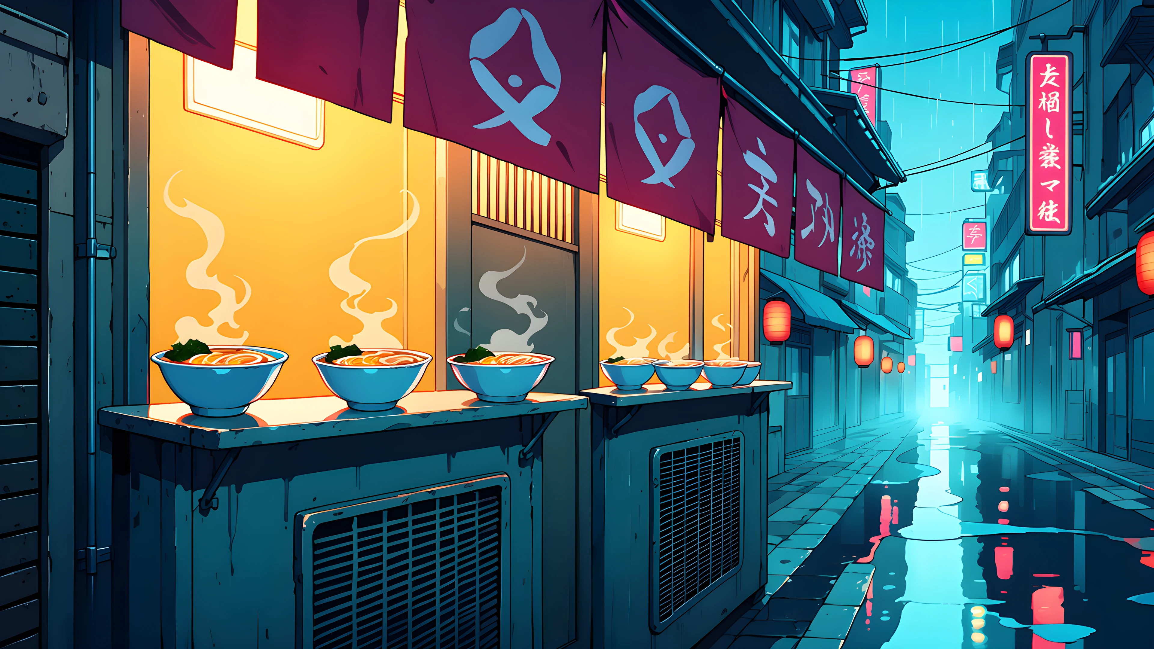 Cyberpunk Ramen Stall lofi wallpaper