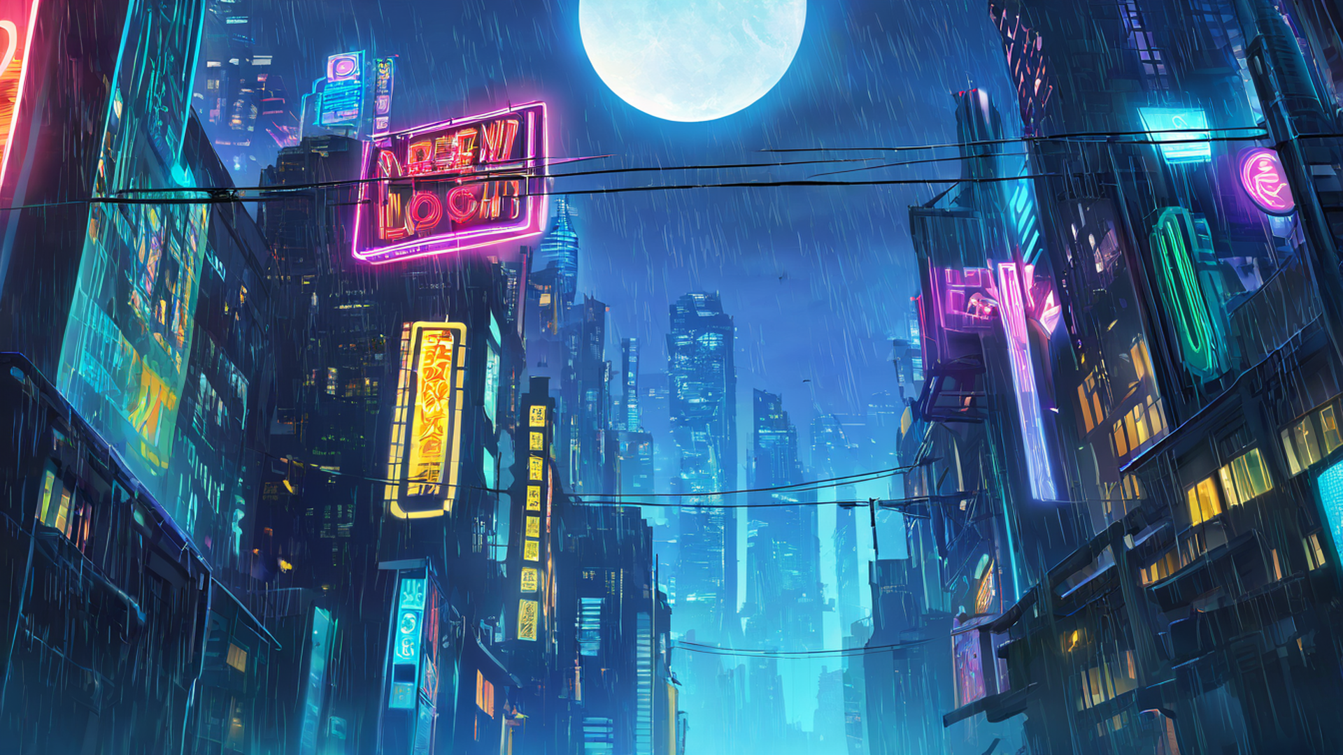 cyberpunk rooftop lofi wallpaper