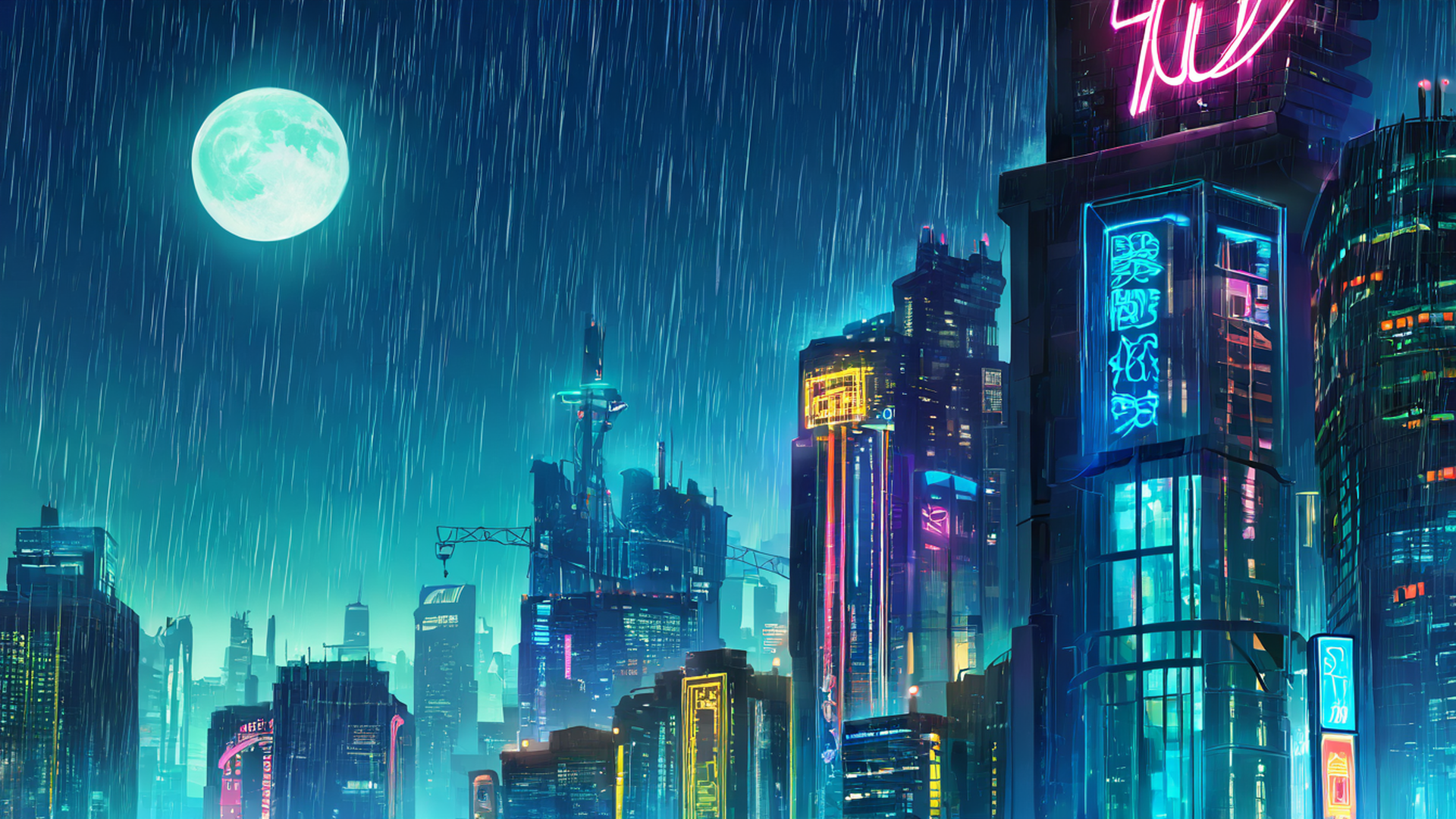 cyberpunk rooftop lofi wallpaper