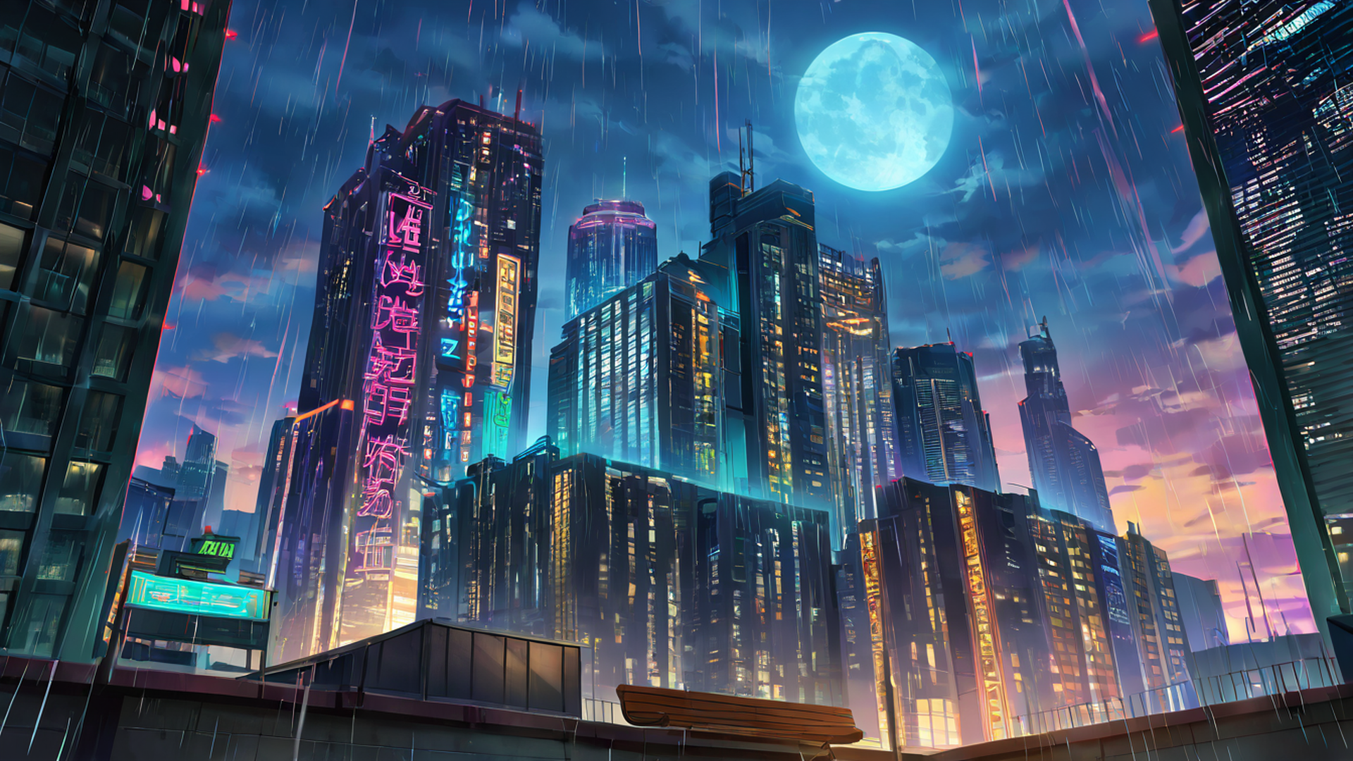 Cyberpunk Rooftop Cyberpunk Rooftop 1294850138 lofi anime wallpaper free download