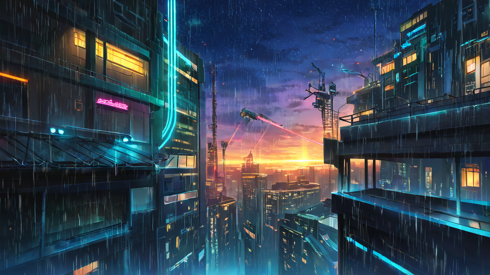 Cyberpunk Rooftop Cyberpunk Rooftop 1374842197 lofi anime wallpaper free download