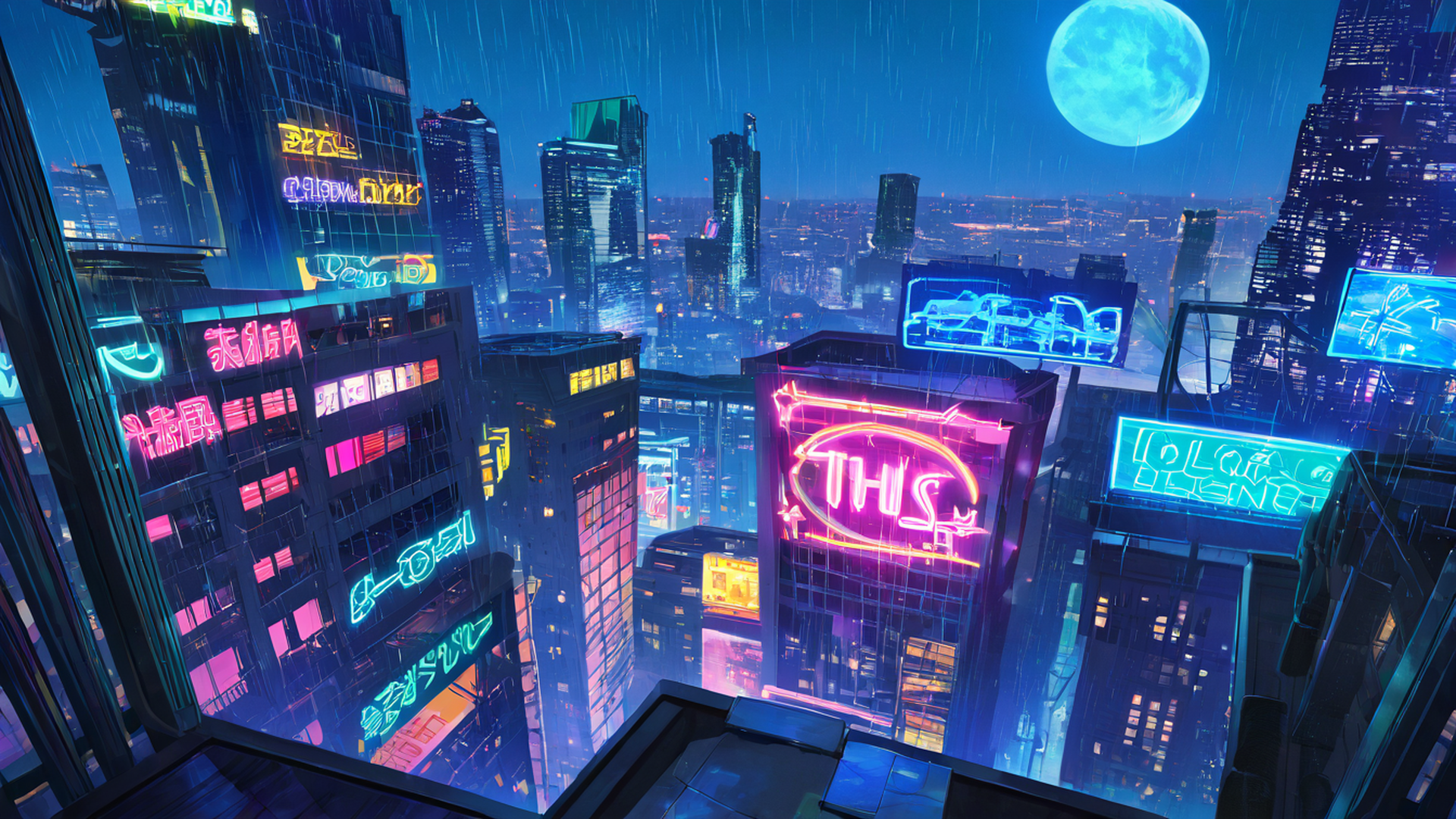 Cyberpunk Rooftop Cyberpunk Rooftop 1471611238 lofi anime wallpaper free download