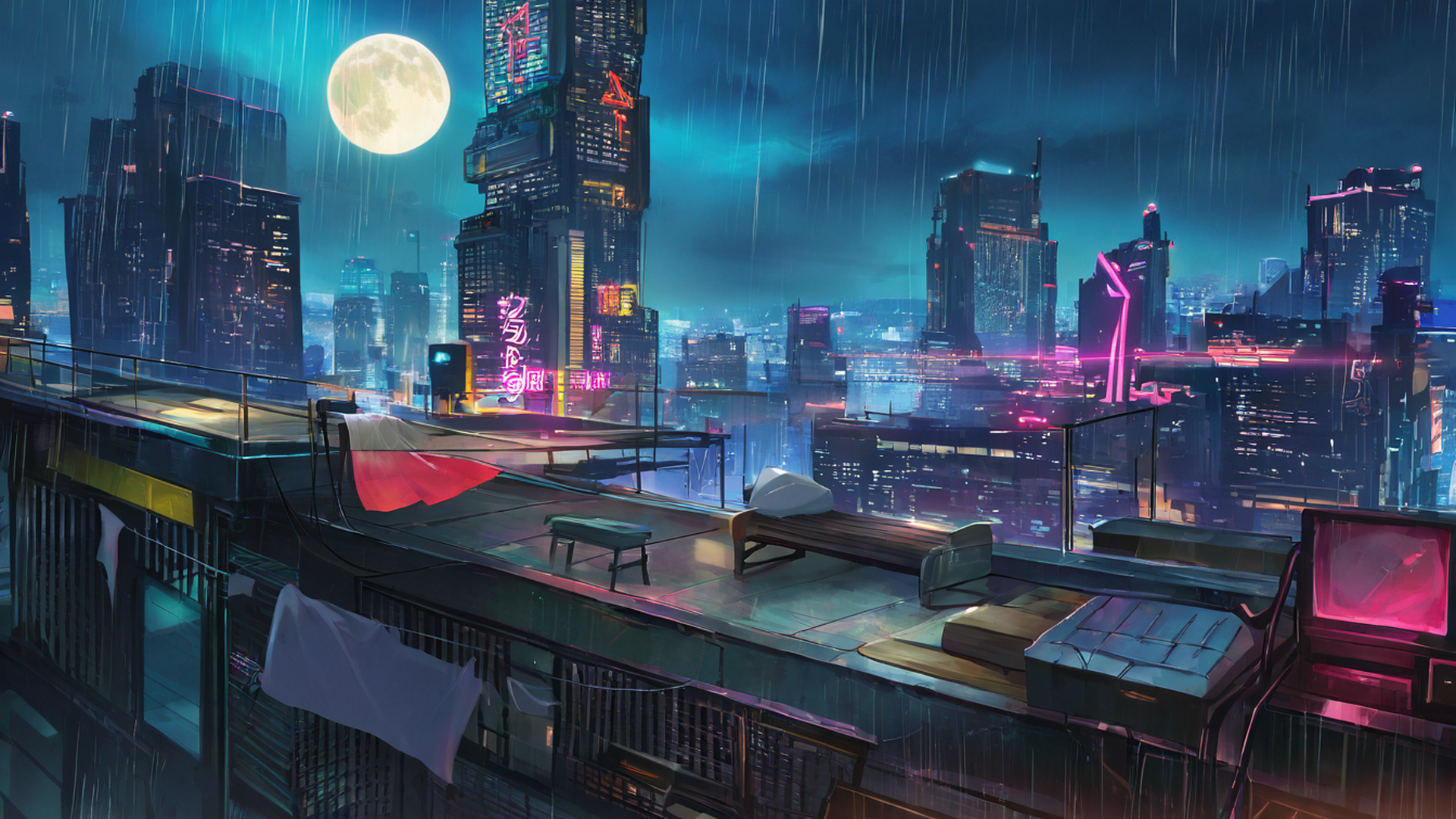 Cyberpunk Rooftop Cyberpunk Rooftop 1472935895 lofi anime wallpaper free download