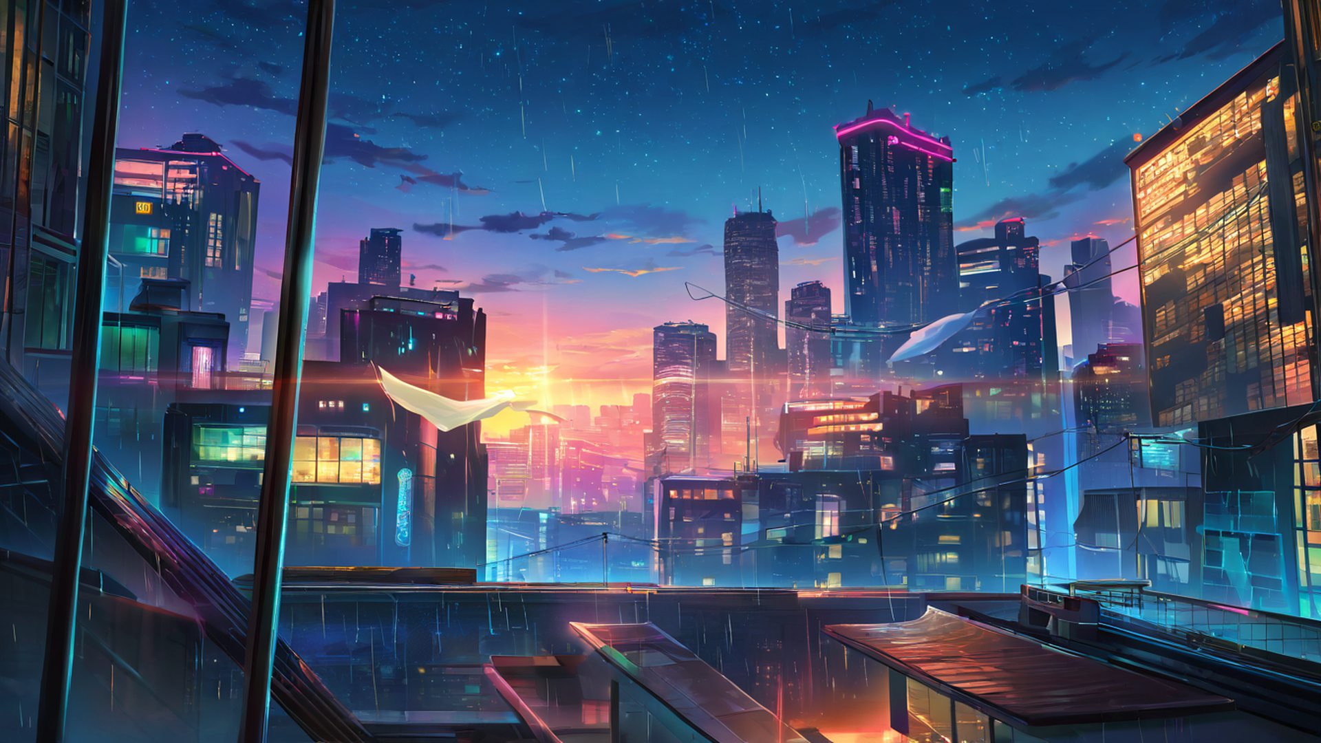 Cyberpunk Rooftop Cyberpunk Rooftop 1537115232 lofi anime wallpaper free download