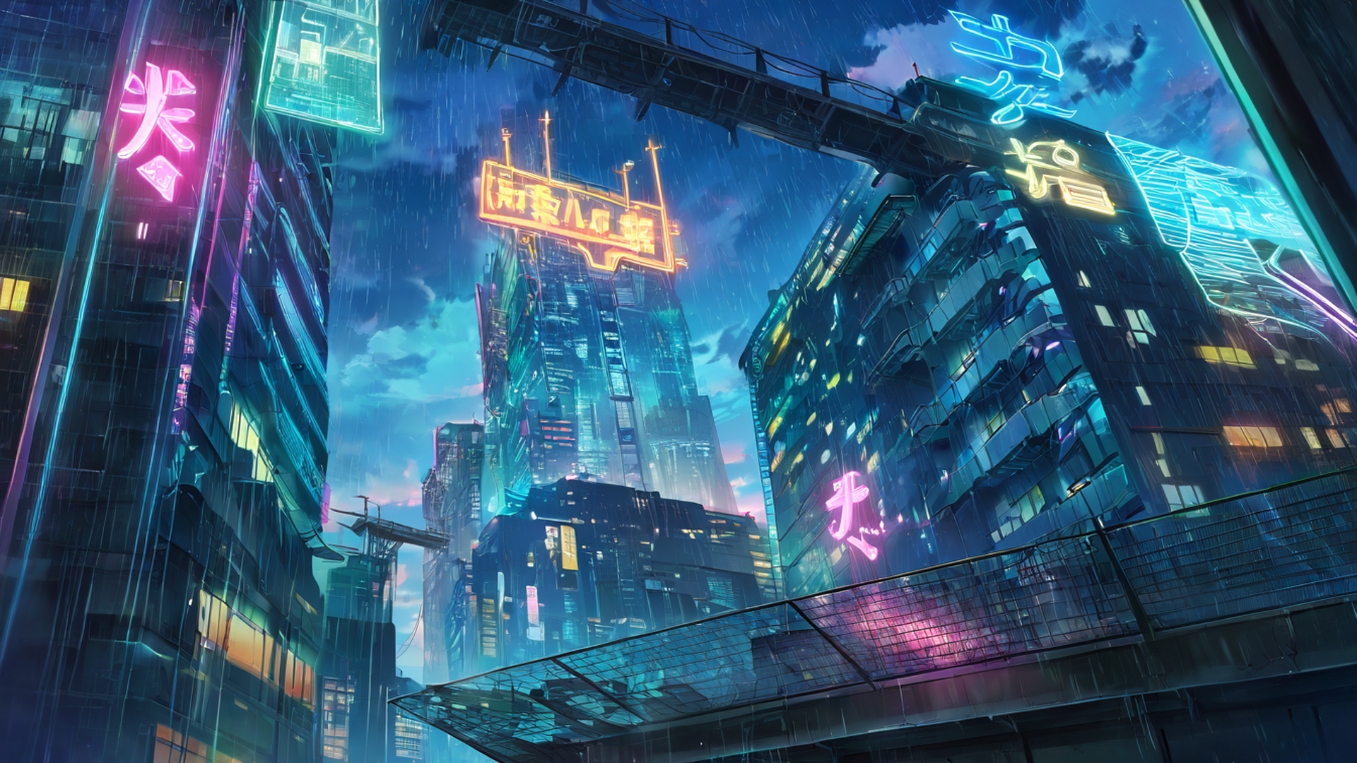 cyberpunk rooftop lofi wallpaper