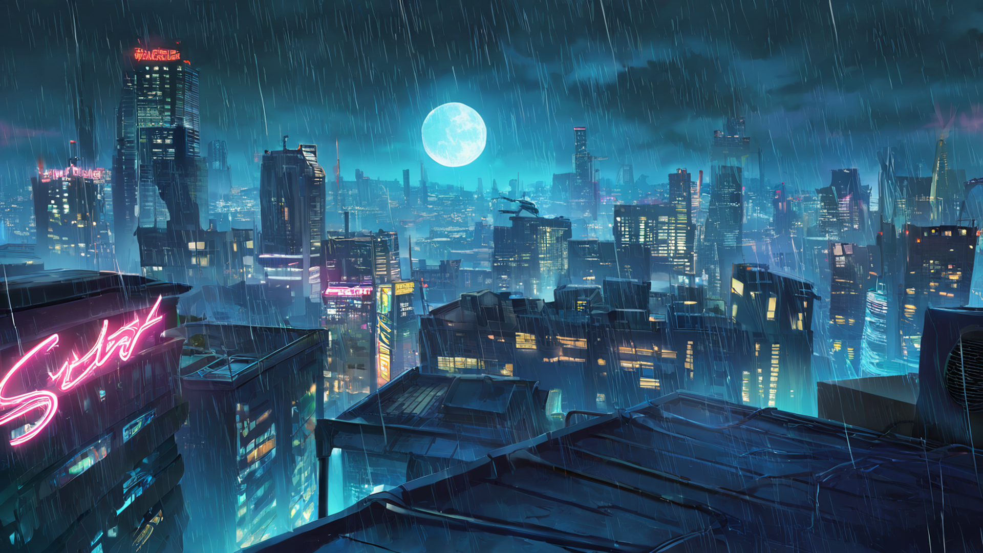 Cyberpunk Rooftop Cyberpunk Rooftop 1685734013 lofi anime wallpaper free download