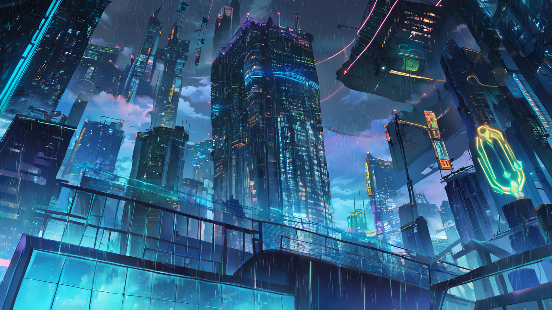 cyberpunk rooftop lofi wallpaper