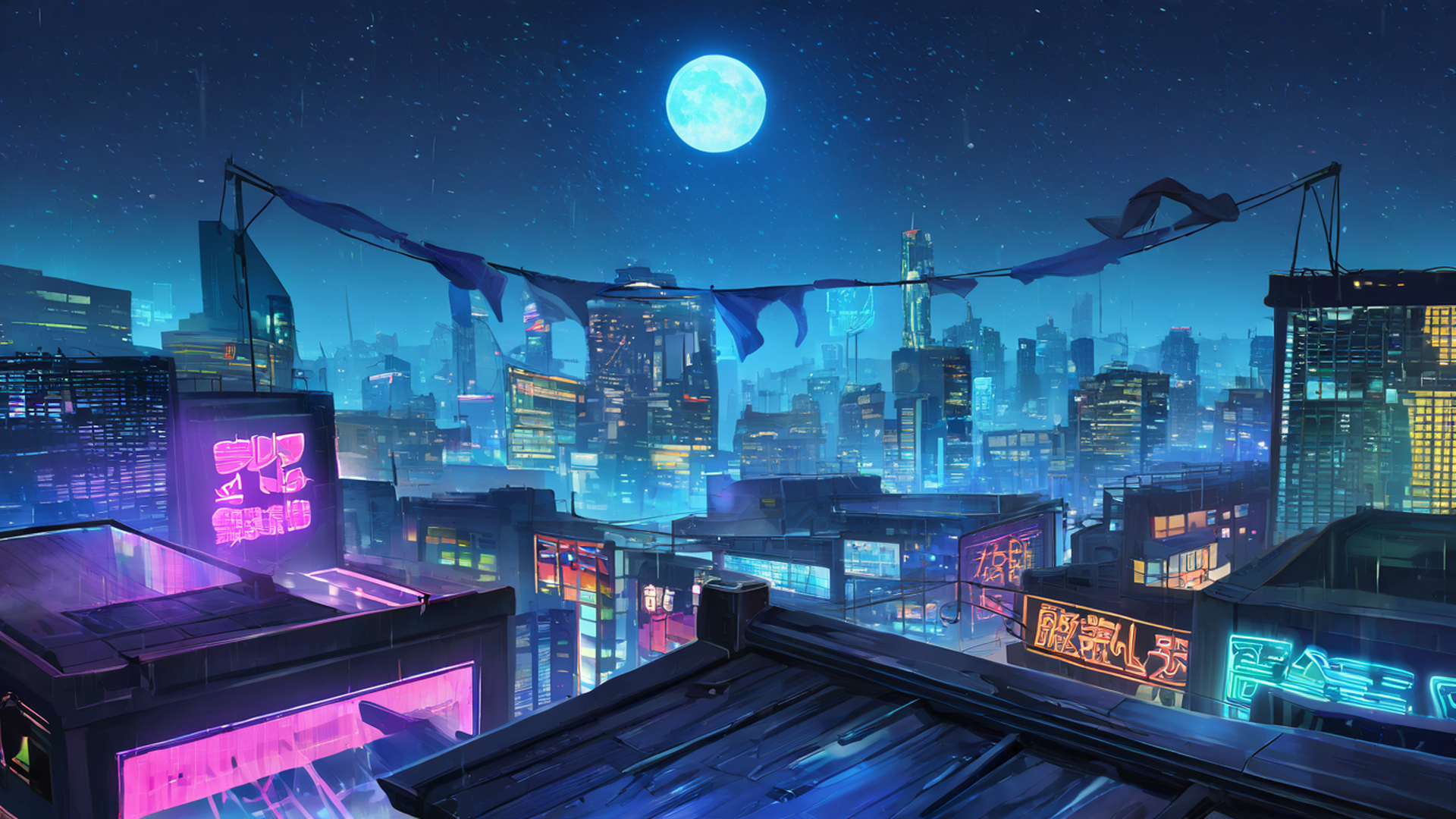 Cyberpunk Rooftop Cyberpunk Rooftop 2041012737 lofi anime wallpaper free download