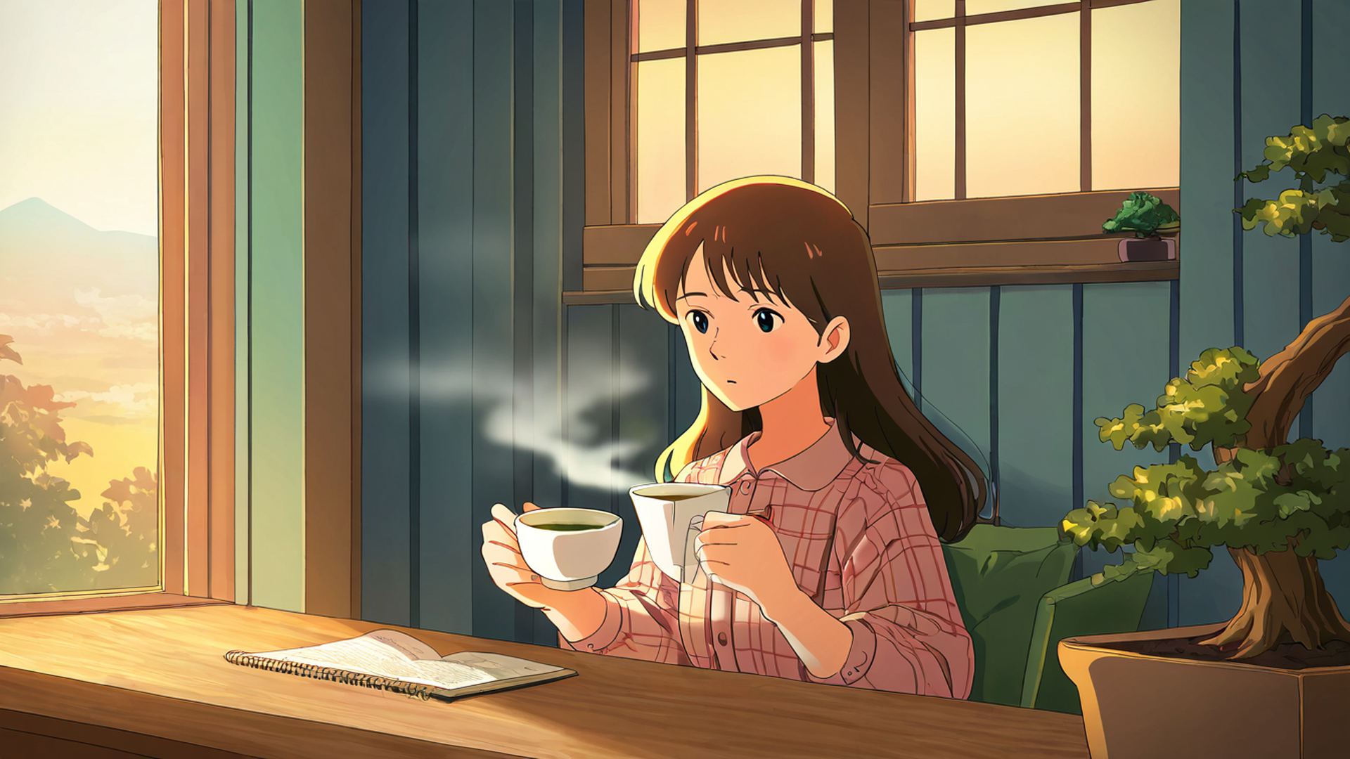 girl cafe japan lofi wallpaper