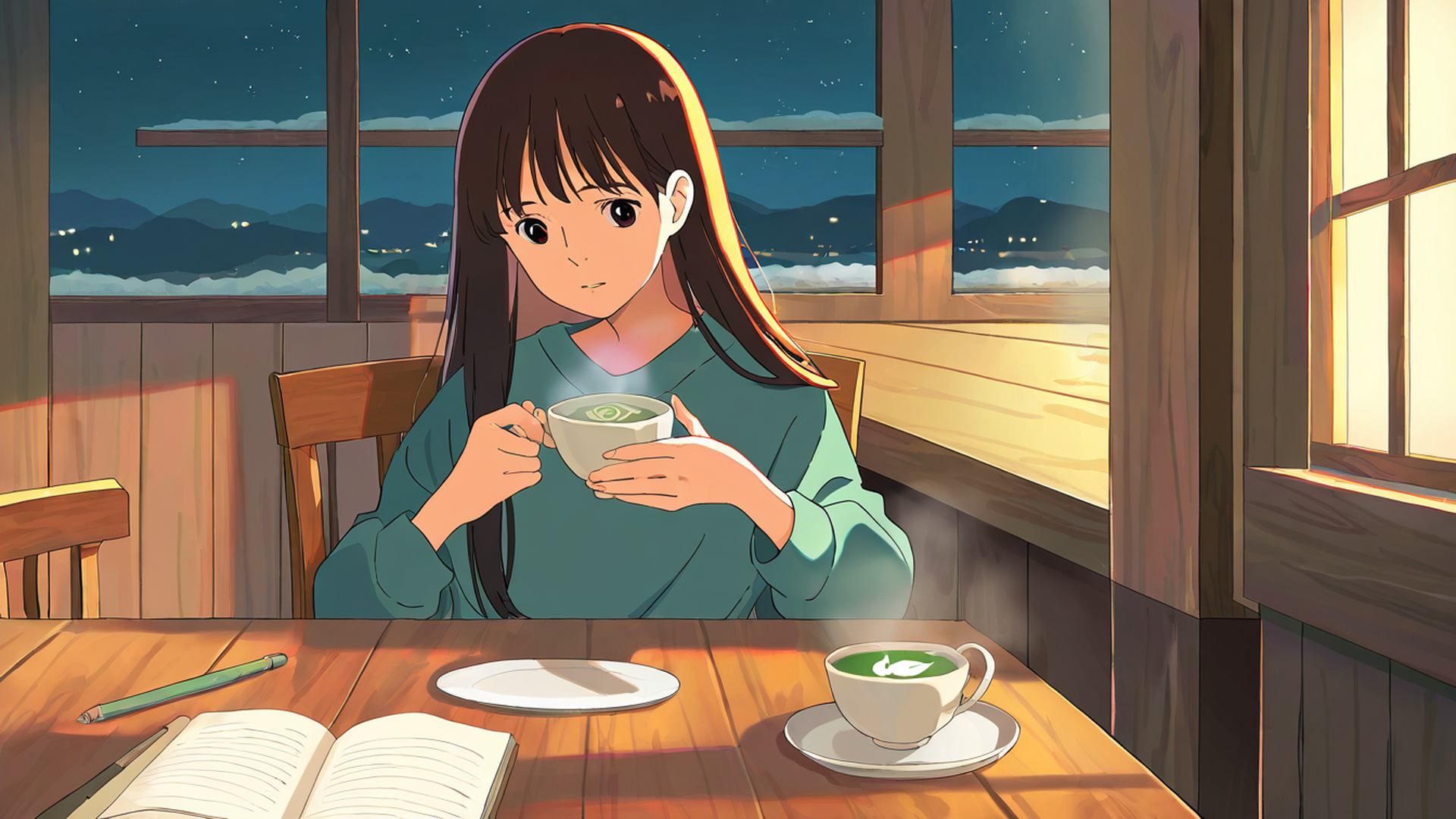 girl cafe japan lofi wallpaper