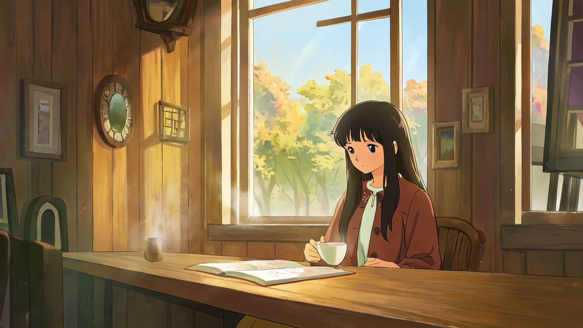 girl cafe japan lofi wallpaper
