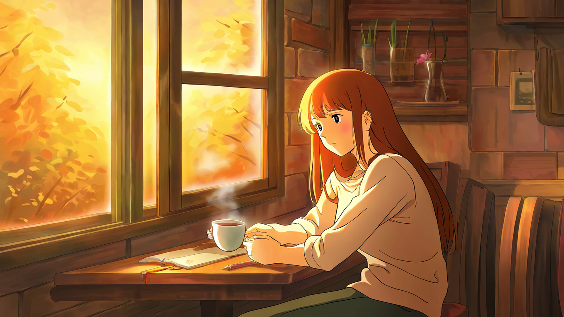 girl cafe japan lofi wallpaper