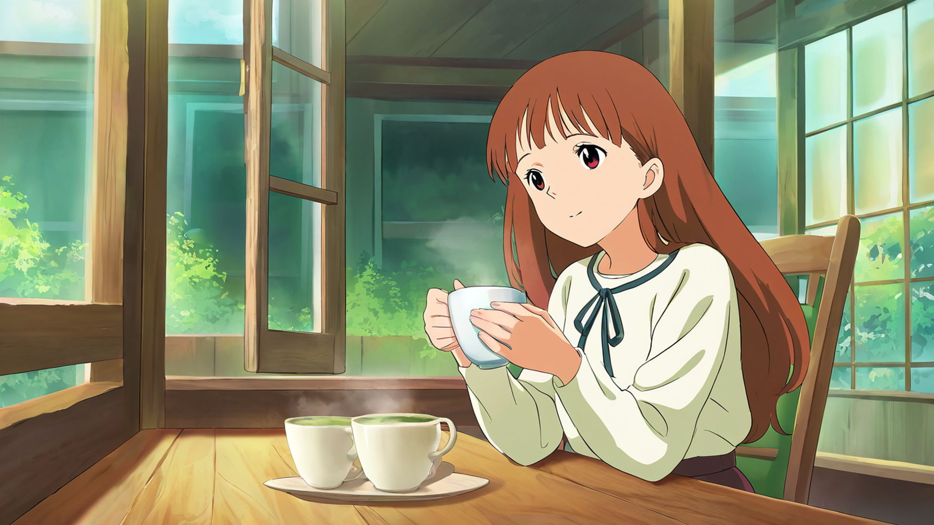 girl cafe japan lofi wallpaper