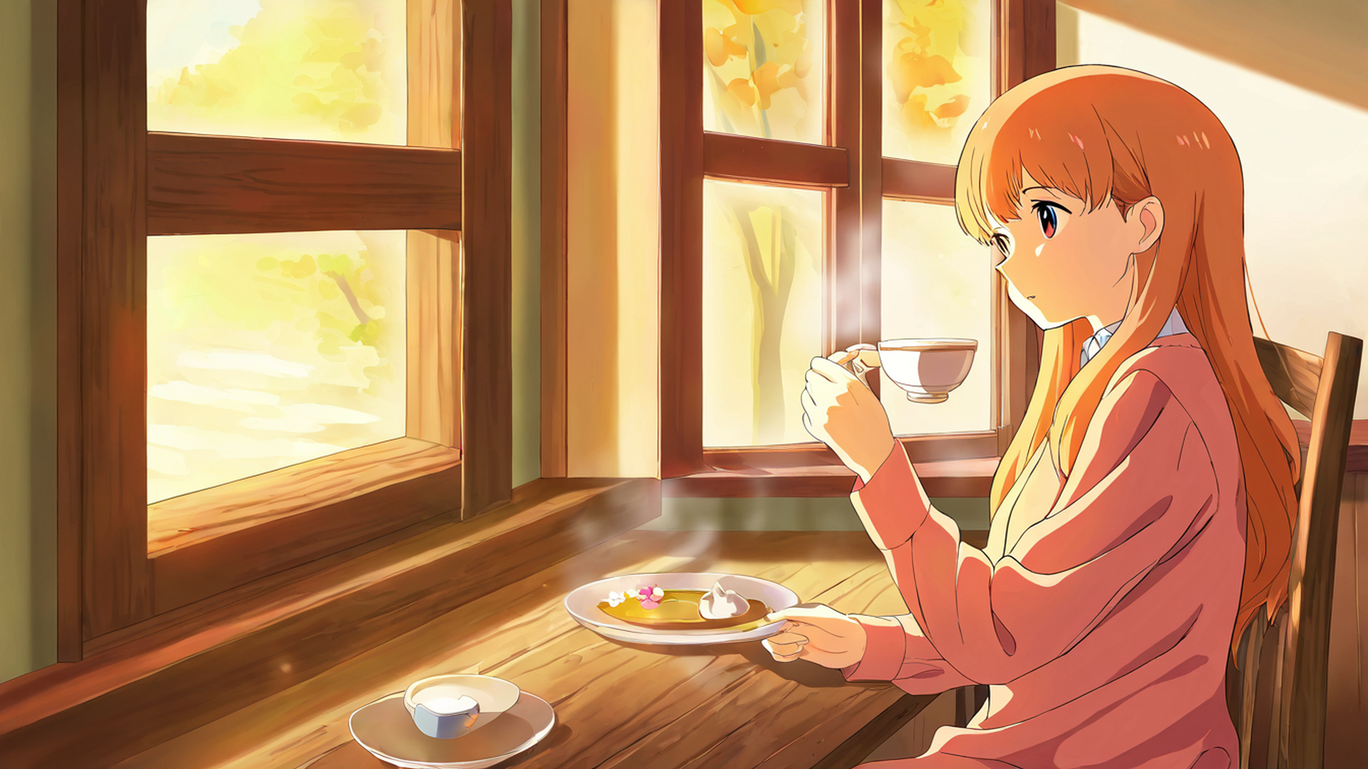girl cafe japan lofi wallpaper