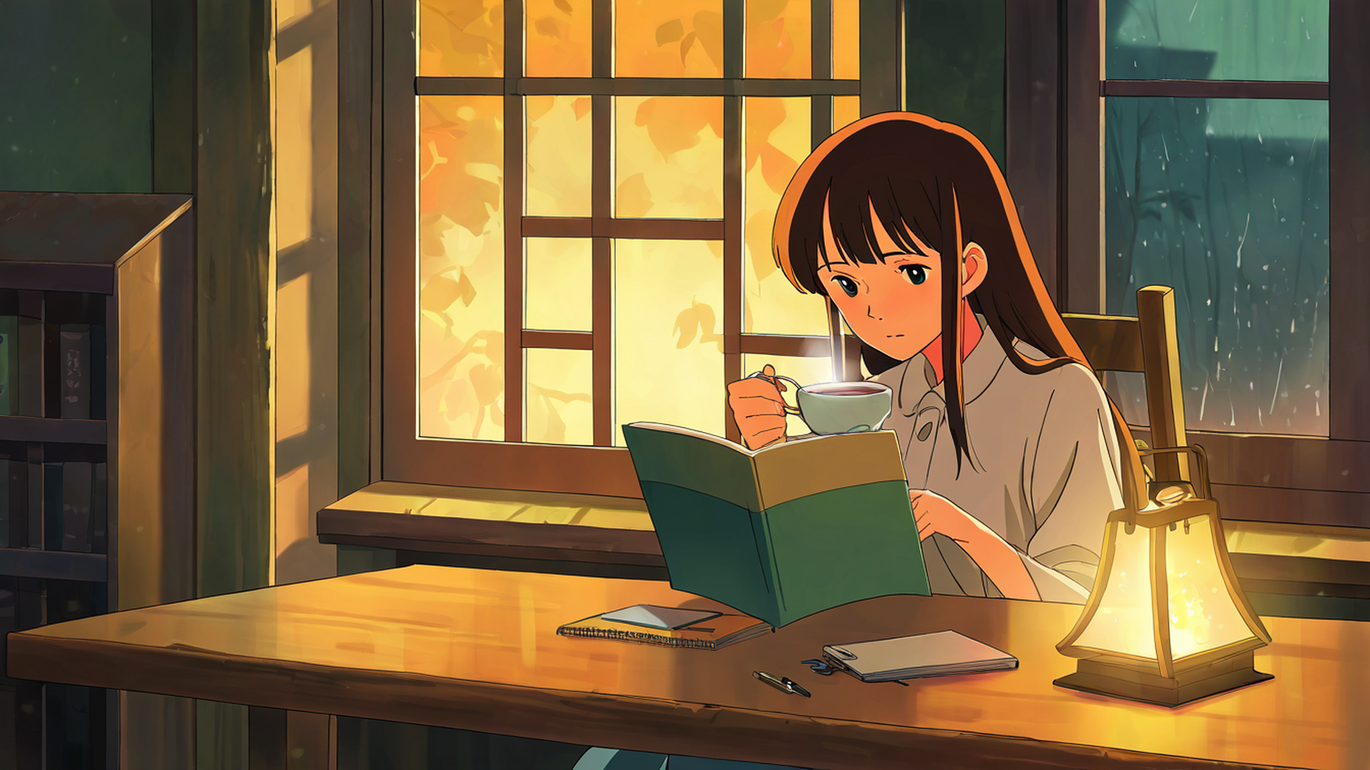 girl cafe japan lofi wallpaper