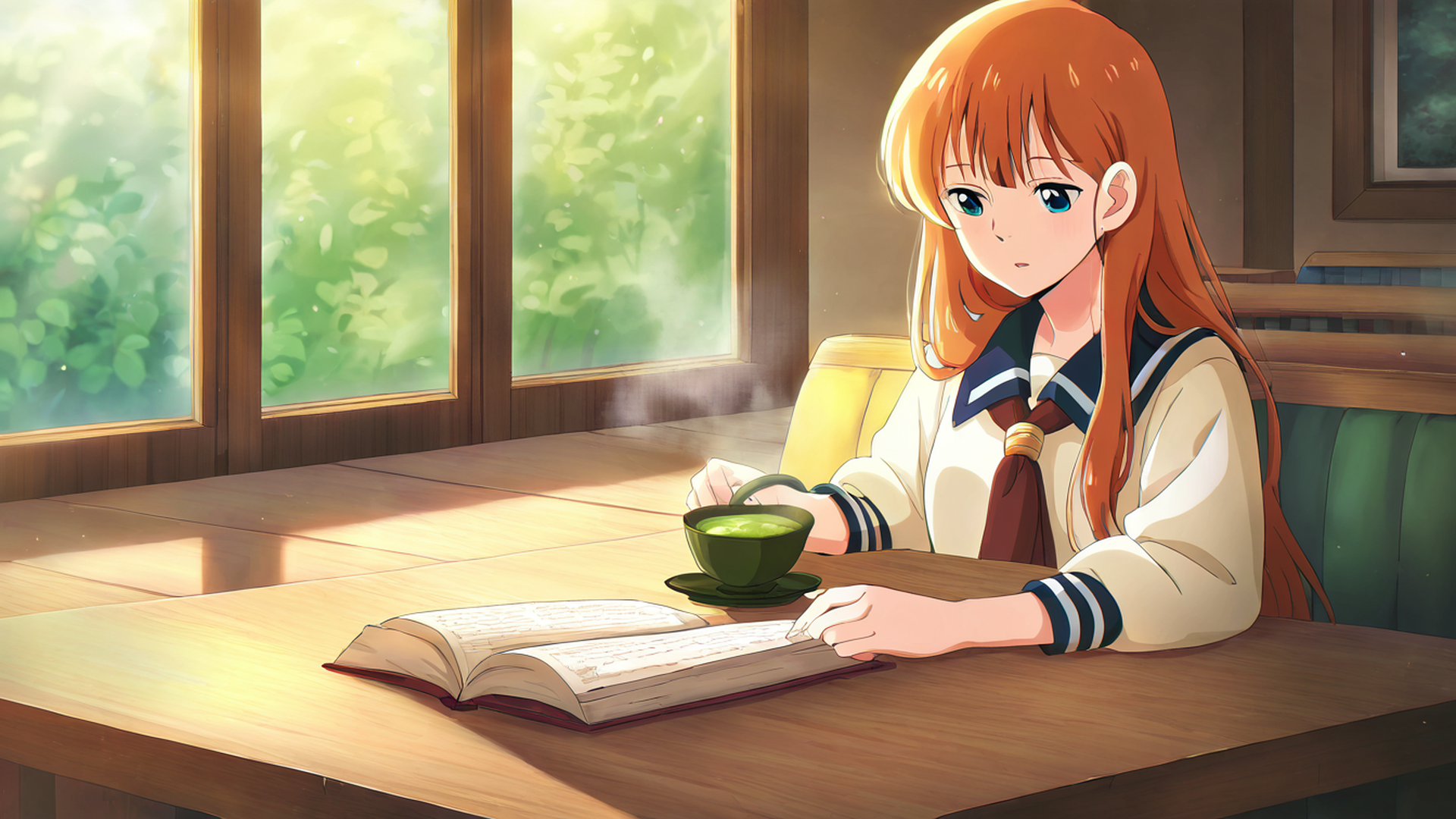 girl cafe japan lofi wallpaper