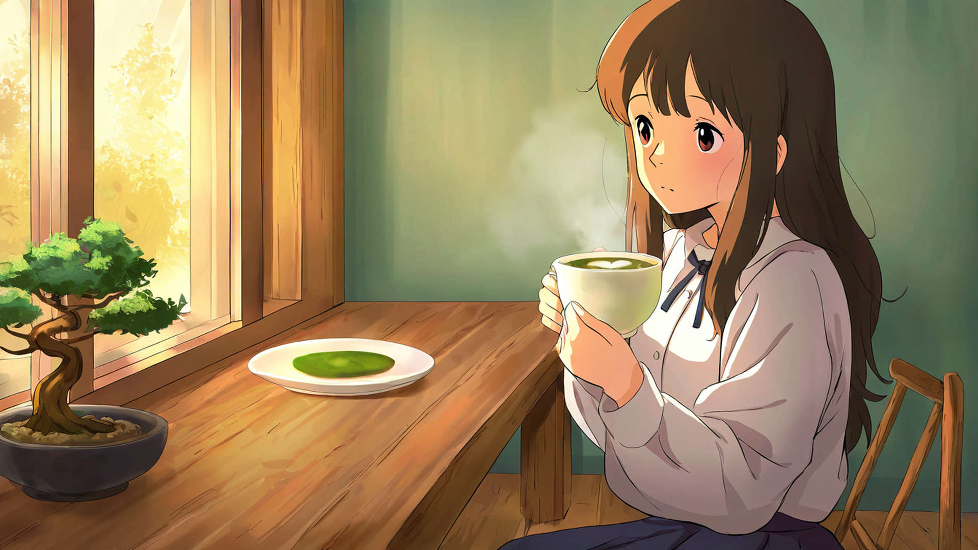 girl cafe japan lofi wallpaper