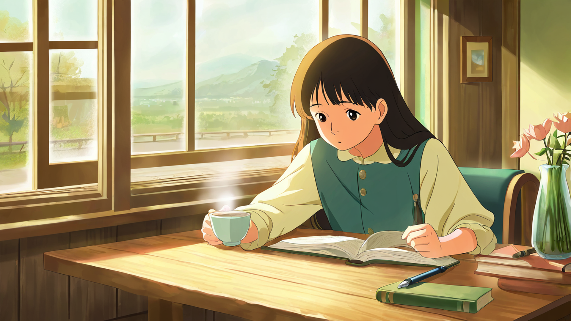 girl cafe japan lofi wallpaper