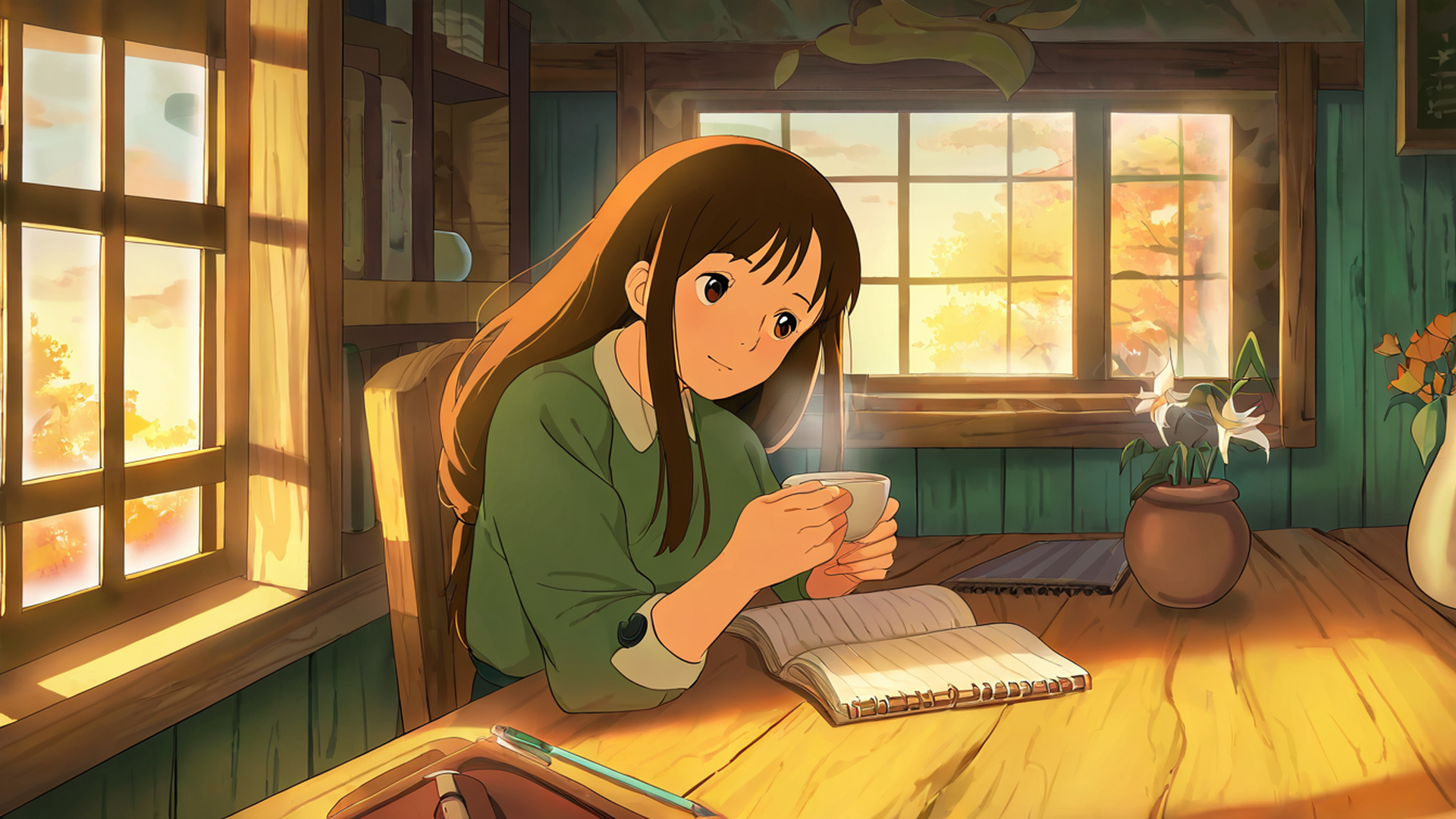 girl cafe japan lofi wallpaper