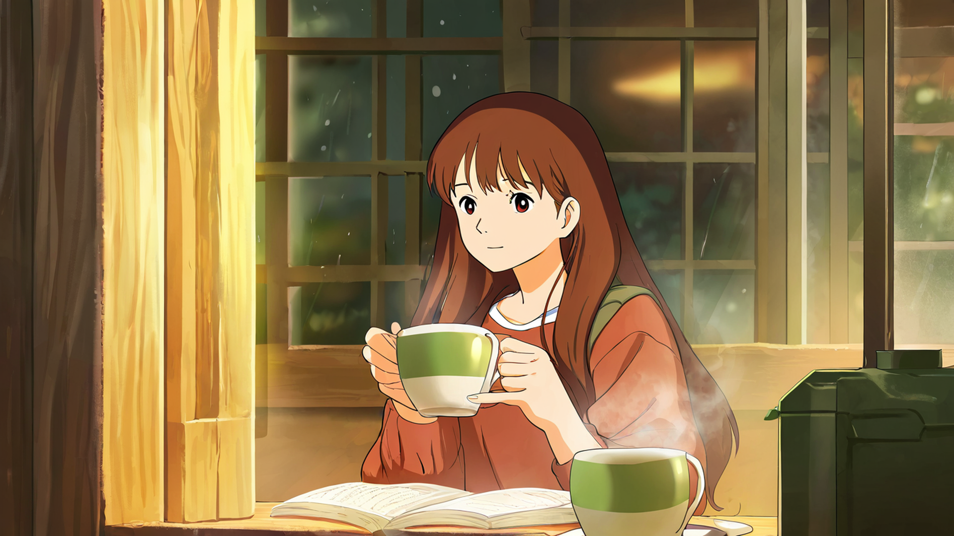 girl cafe japan lofi wallpaper