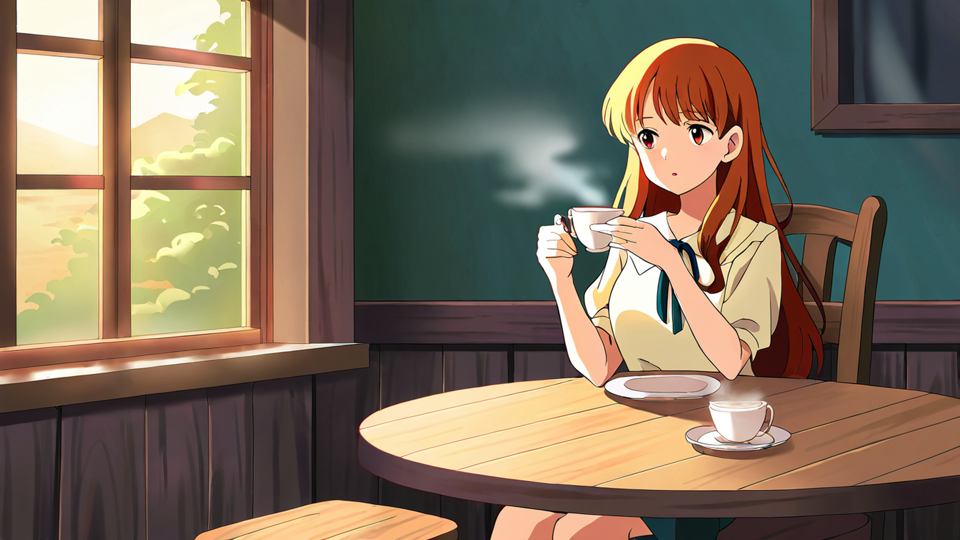 girl cafe japan lofi wallpaper