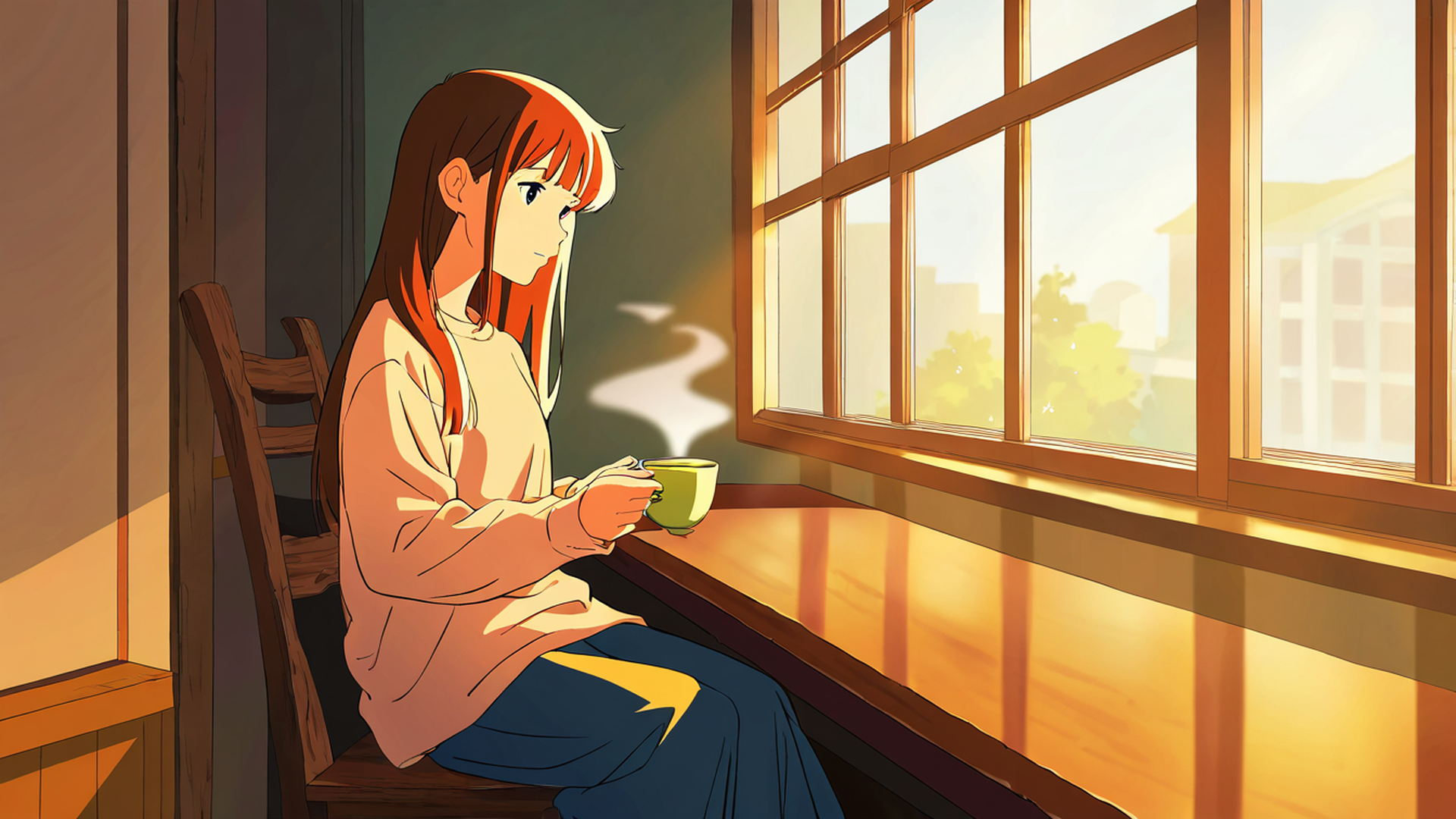 girl cafe japan lofi wallpaper