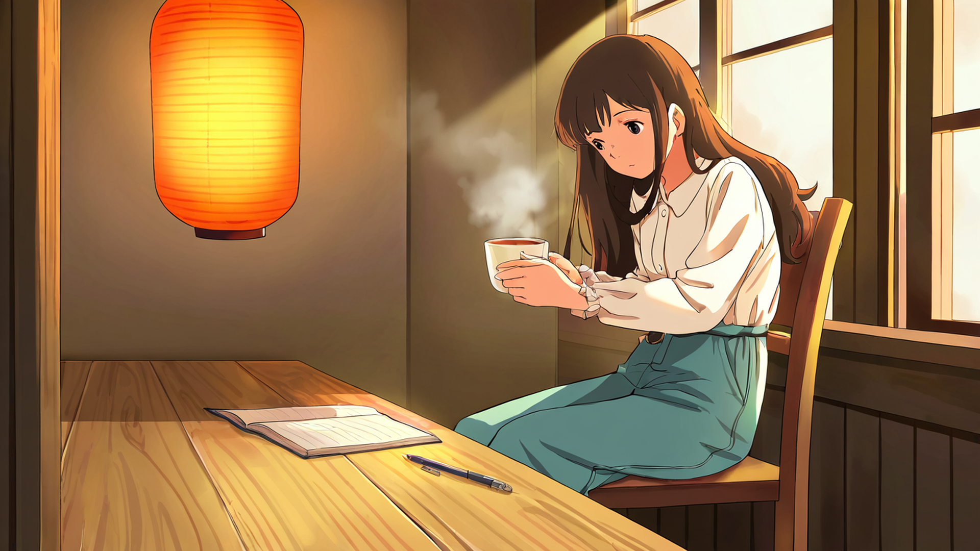 girl cafe japan lofi wallpaper