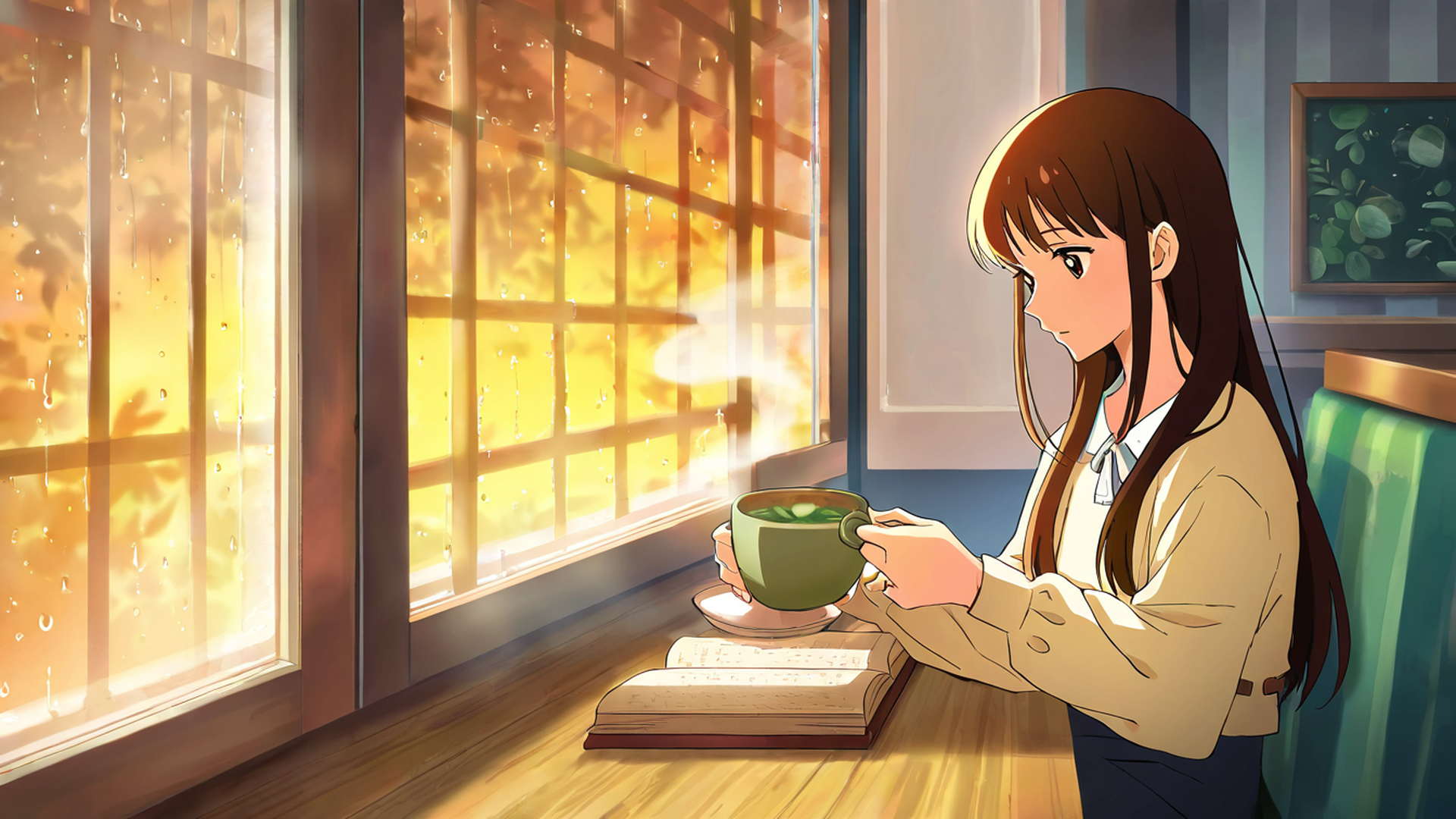 girl cafe japan lofi wallpaper