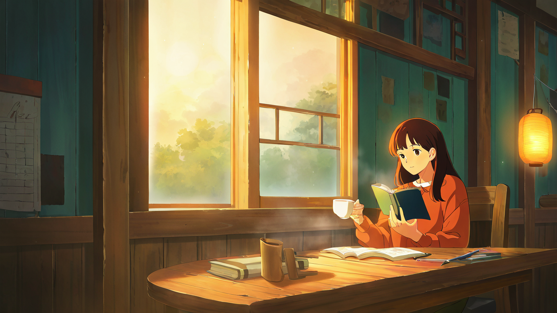 girl cafe japan lofi wallpaper