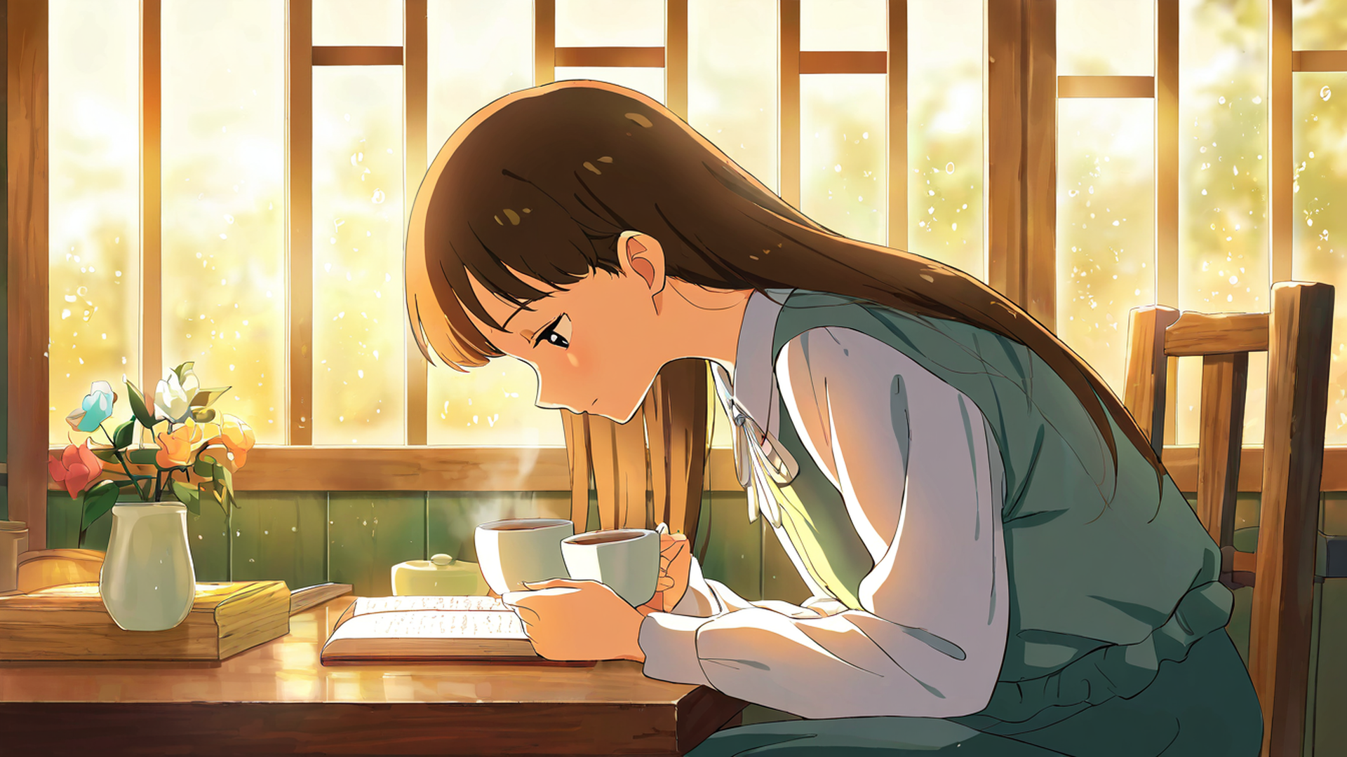 girl cafe japan lofi wallpaper