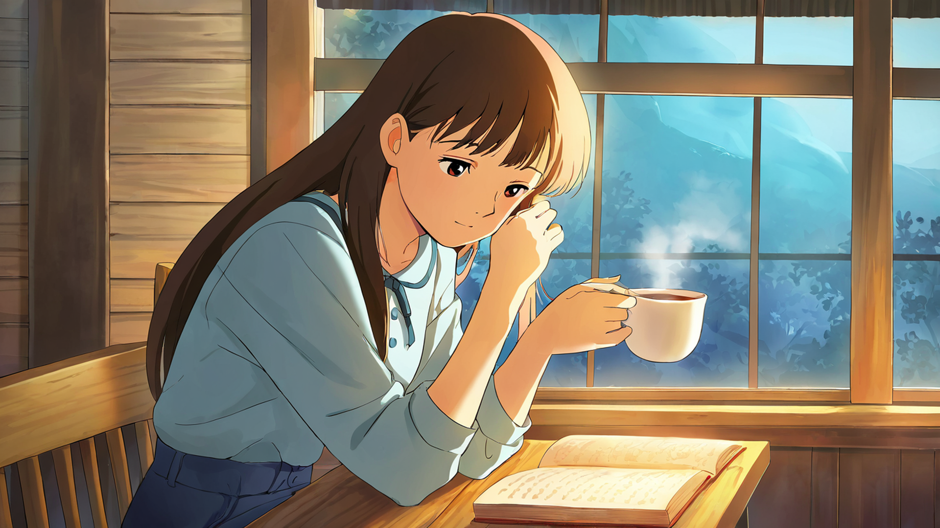 girl cafe japan lofi wallpaper