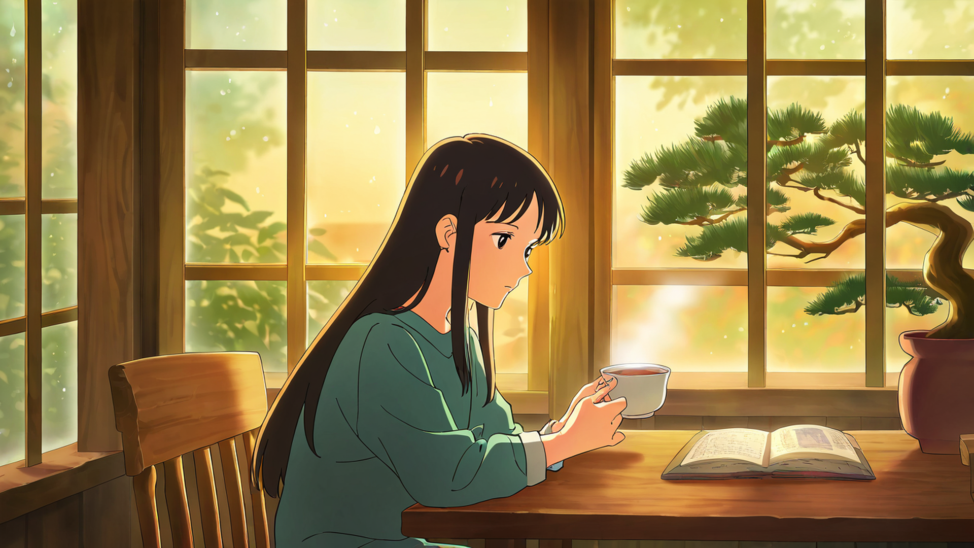 girl cafe japan lofi wallpaper