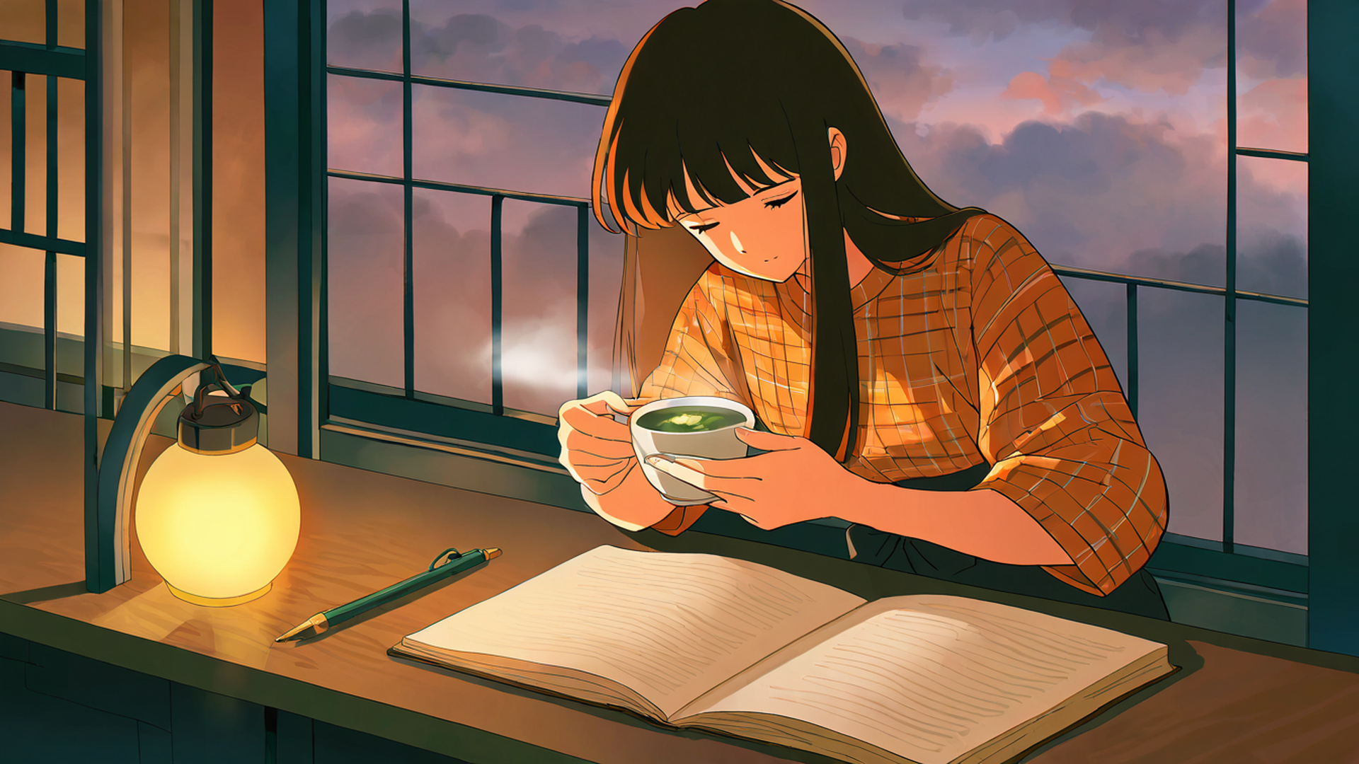 girl cafe japan lofi wallpaper