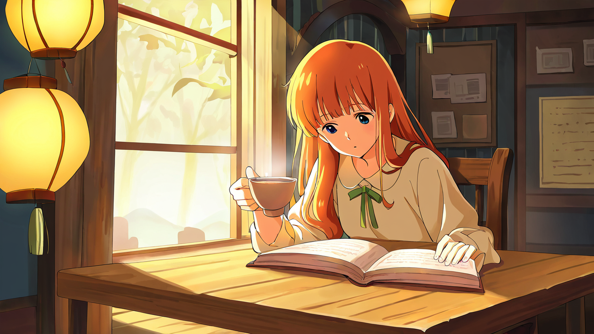 girl cafe japan lofi wallpaper