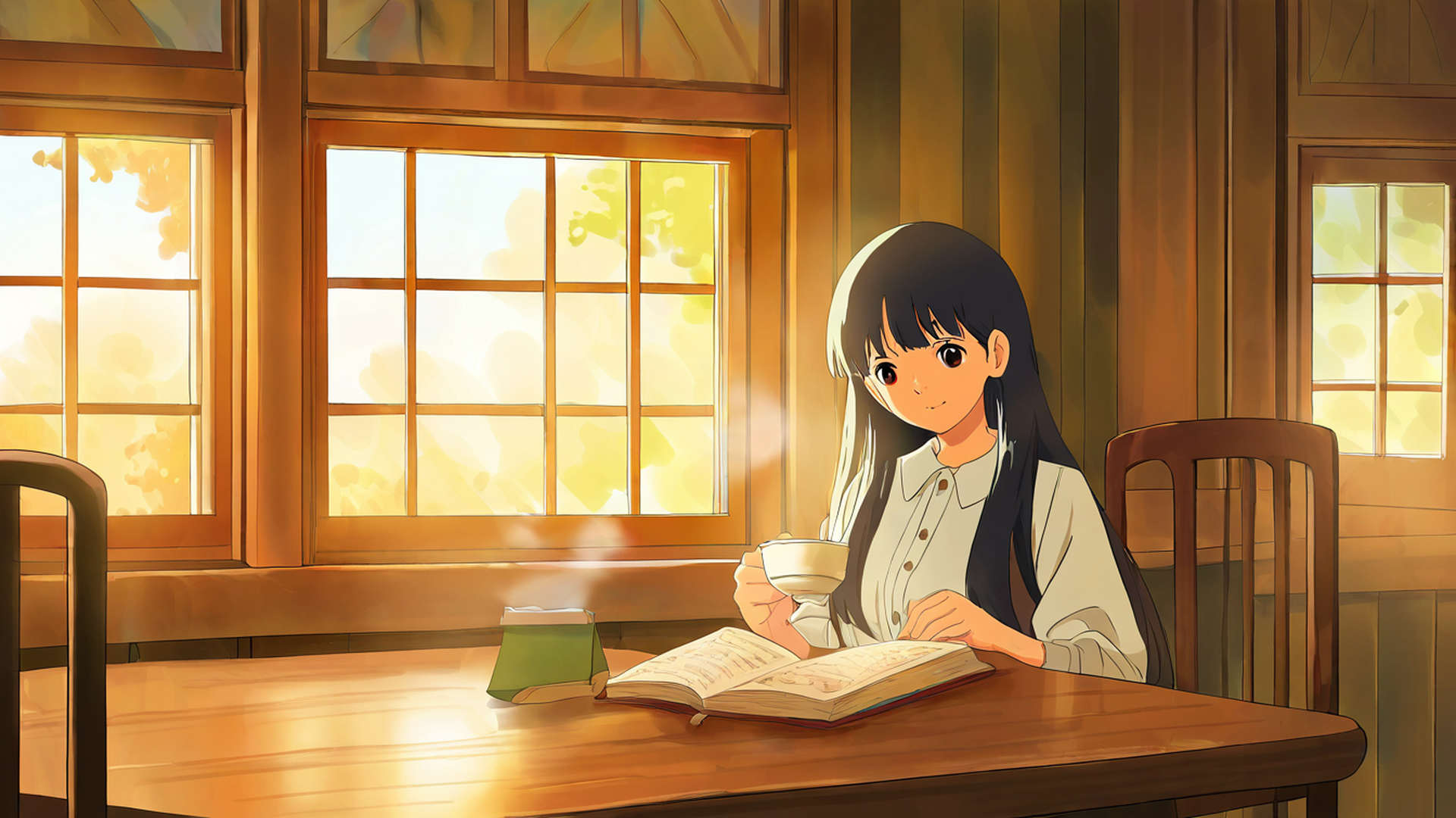 girl cafe japan lofi wallpaper