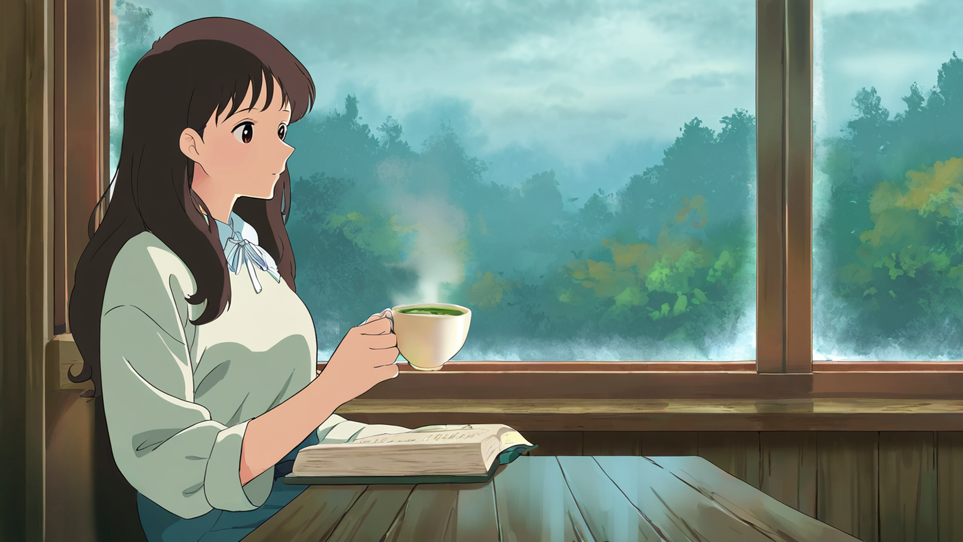 girl cafe japan lofi wallpaper