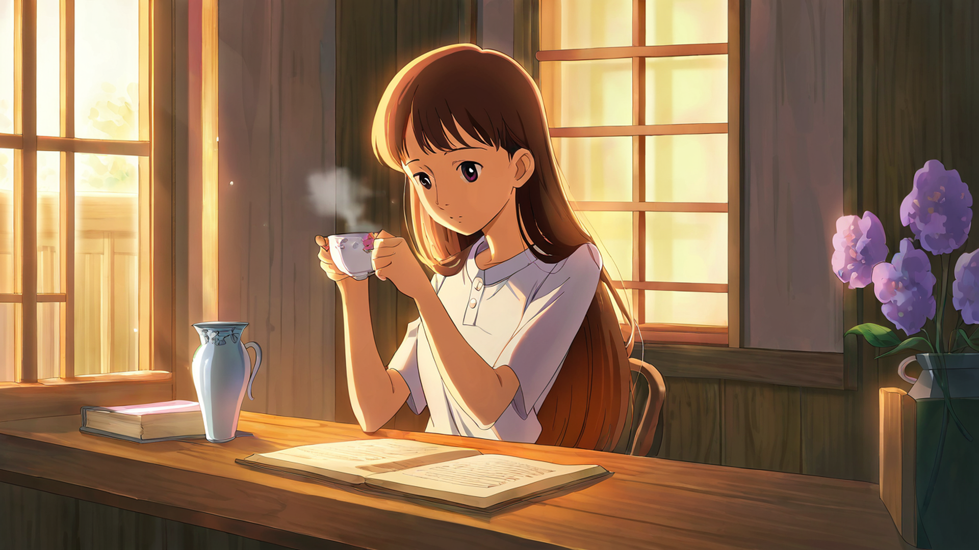 girl cafe japan lofi wallpaper