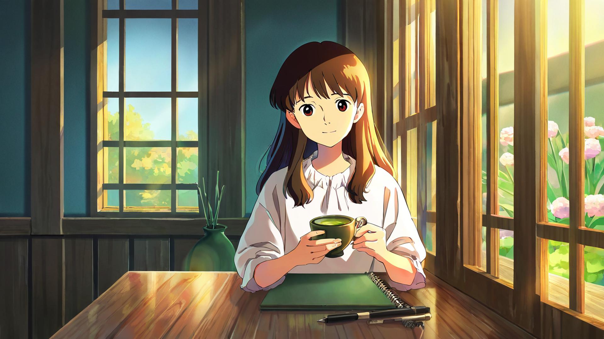 girl cafe japan lofi wallpaper