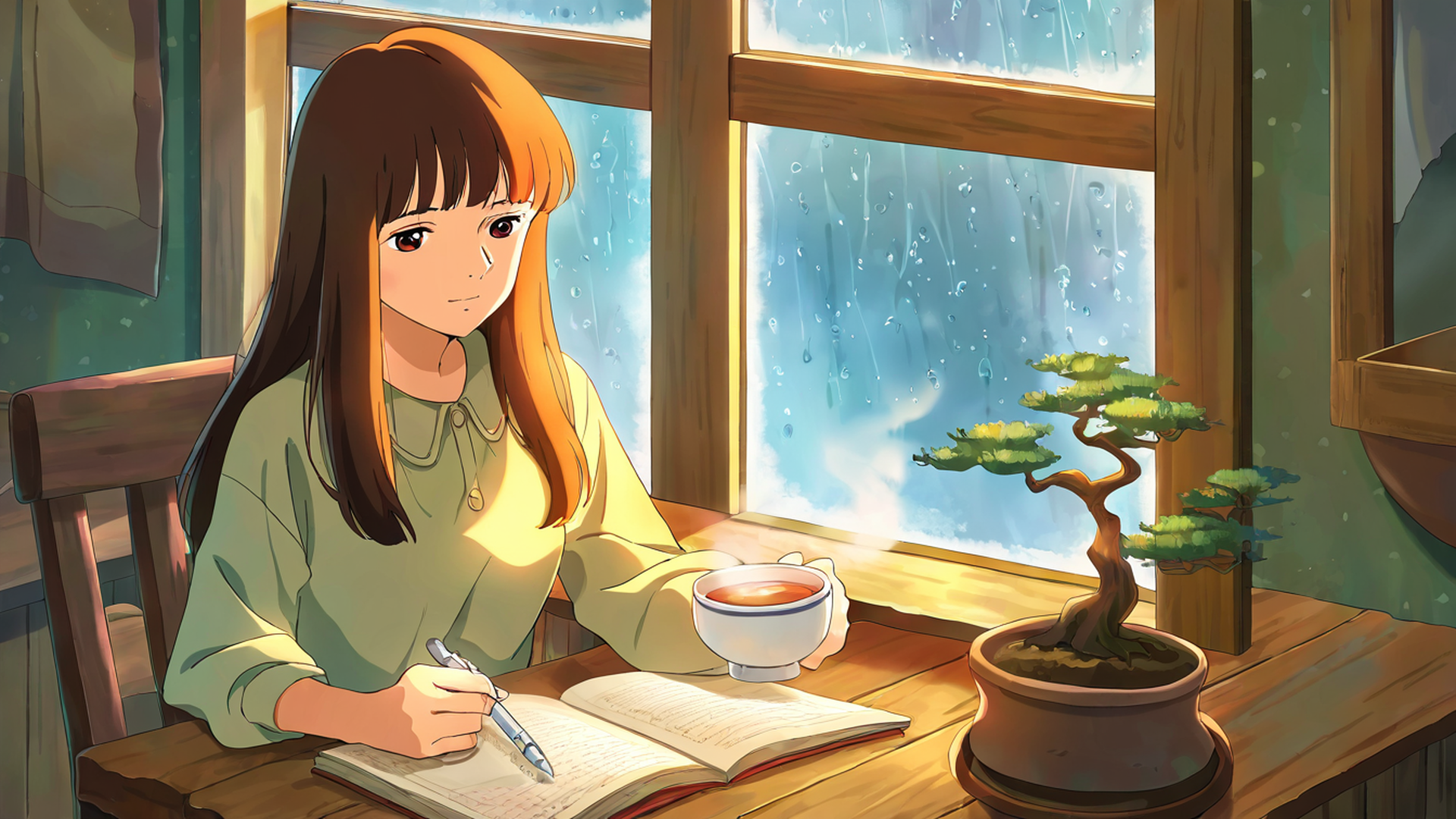 girl cafe japan lofi wallpaper