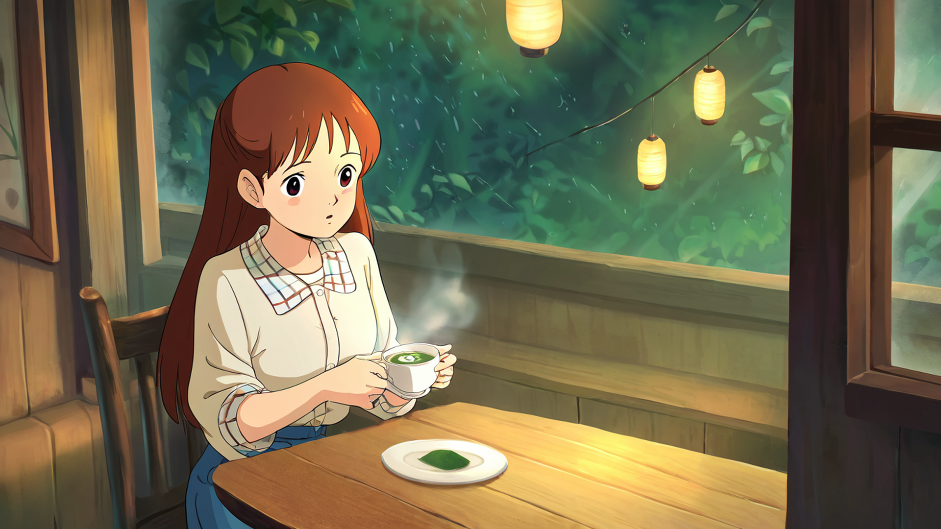 girl cafe japan lofi wallpaper