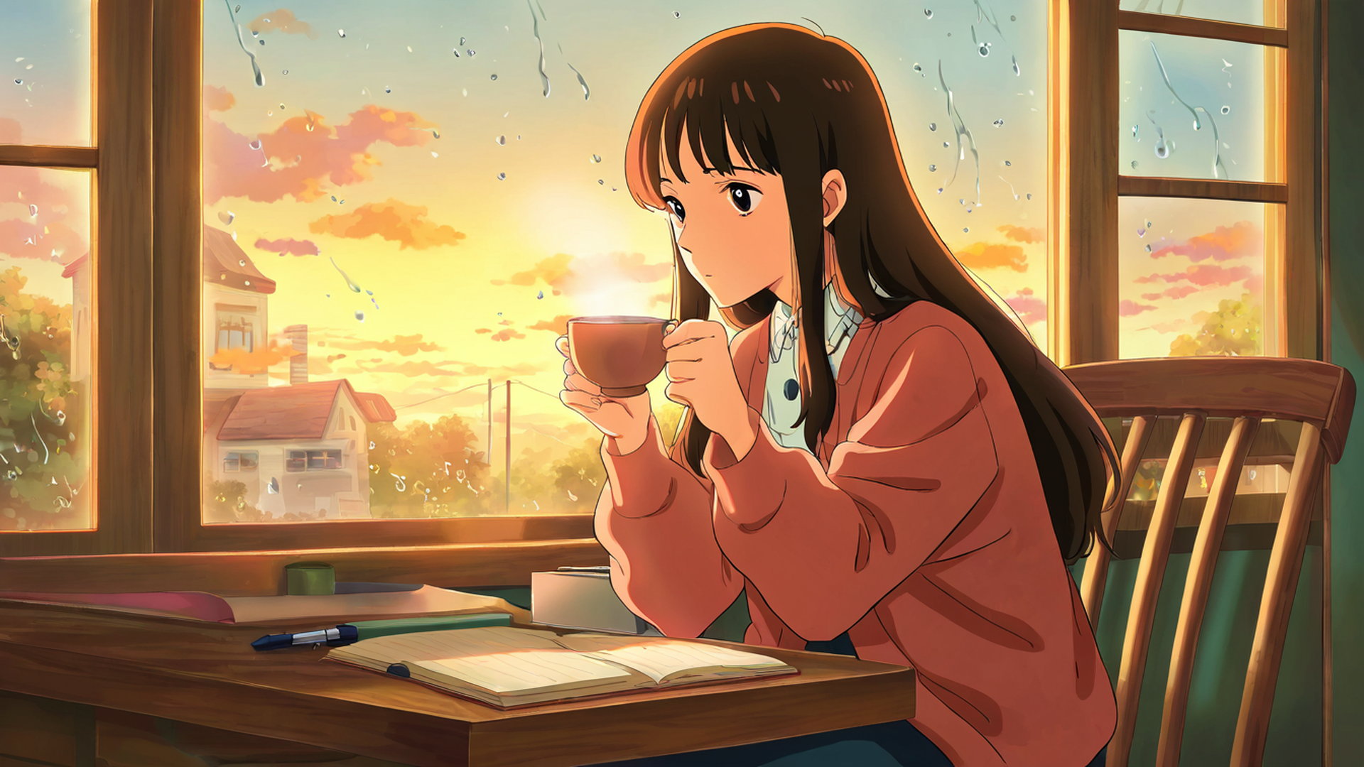 girl cafe japan lofi wallpaper